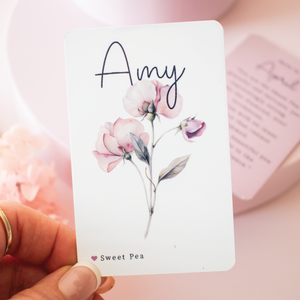 April Birth Flower Keepsake Card on Styled Background