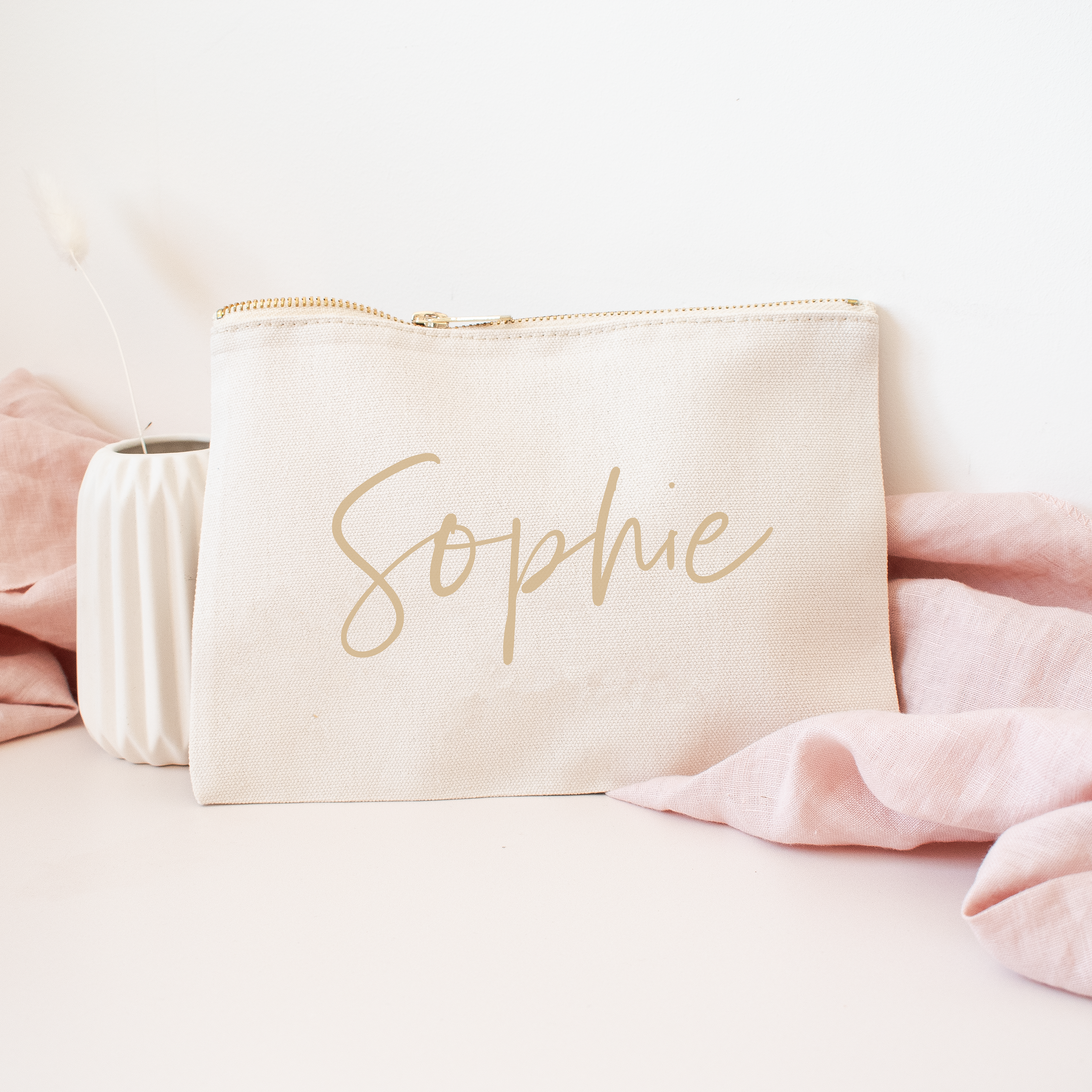 Personalised Bridesmaid Makeup Bag, Name Make Up Bag, Bridesmaid Favour, Maid of Honour Bag, Hen Night Gifts, Hen Party Favour, Rose Gold