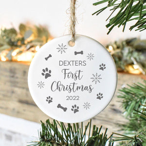 Dog's First Christmas, Personalised Dog First Christmas Bauble, Dog Bauble, New Dog Gifts, Personalised New Dog Gifts, Dog Christmas Decor - Amy Lucy