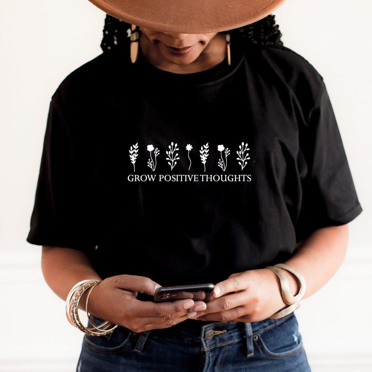 Grow Happy Thoughts T-shirt, Cute T-shirt, Nature T-shirt, Positive Quote T-shirt, Women's Slogan Tops, Vegan Tops, UK Tops, Mother Earth - Amy Lucy