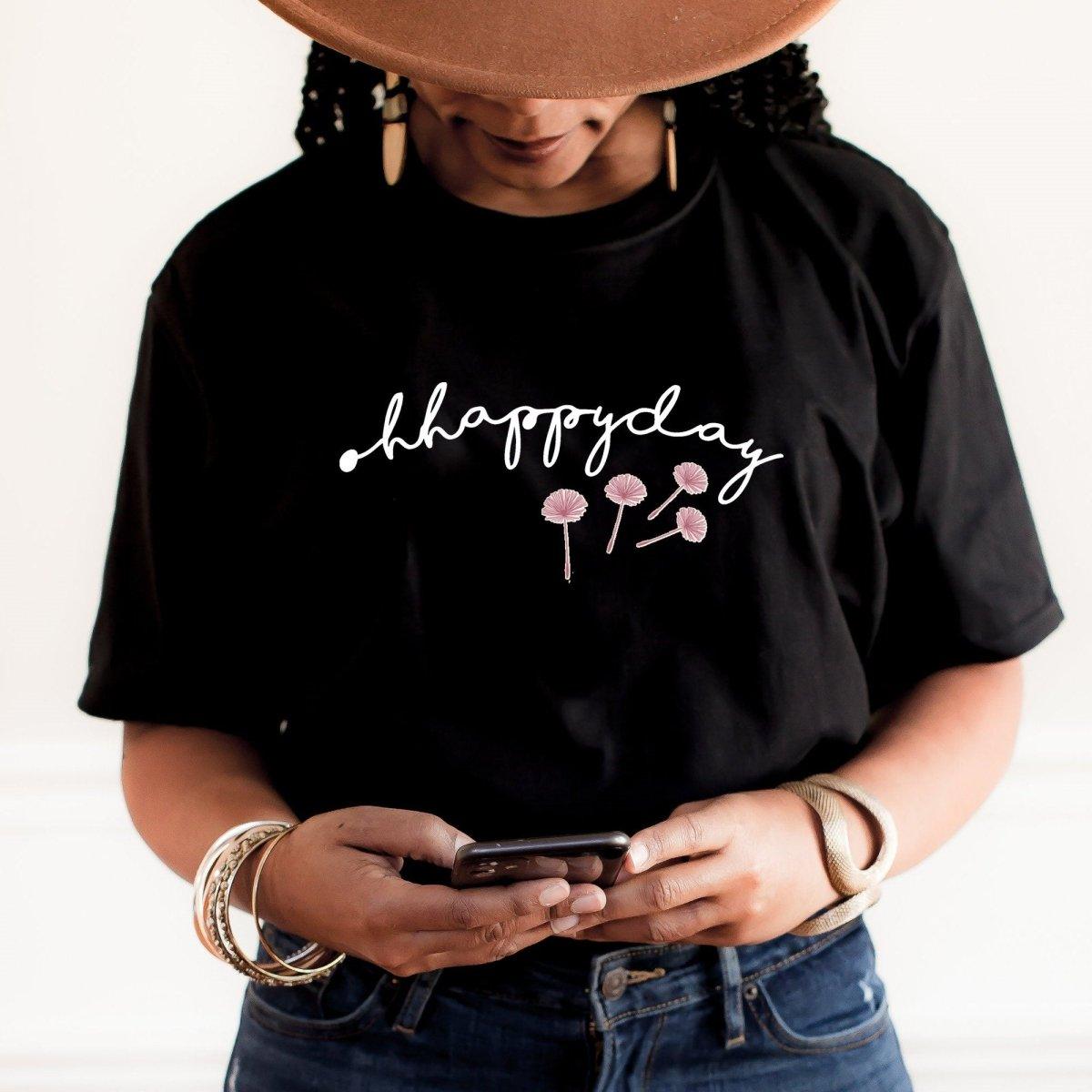 Happy Day T-shirt, Casual T-shirt, White Slogan Girls Tops, Women's Slogan Top, Teenager Tops, Fashion Tops, Teen, Happy Top, Positive Top - Amy Lucy