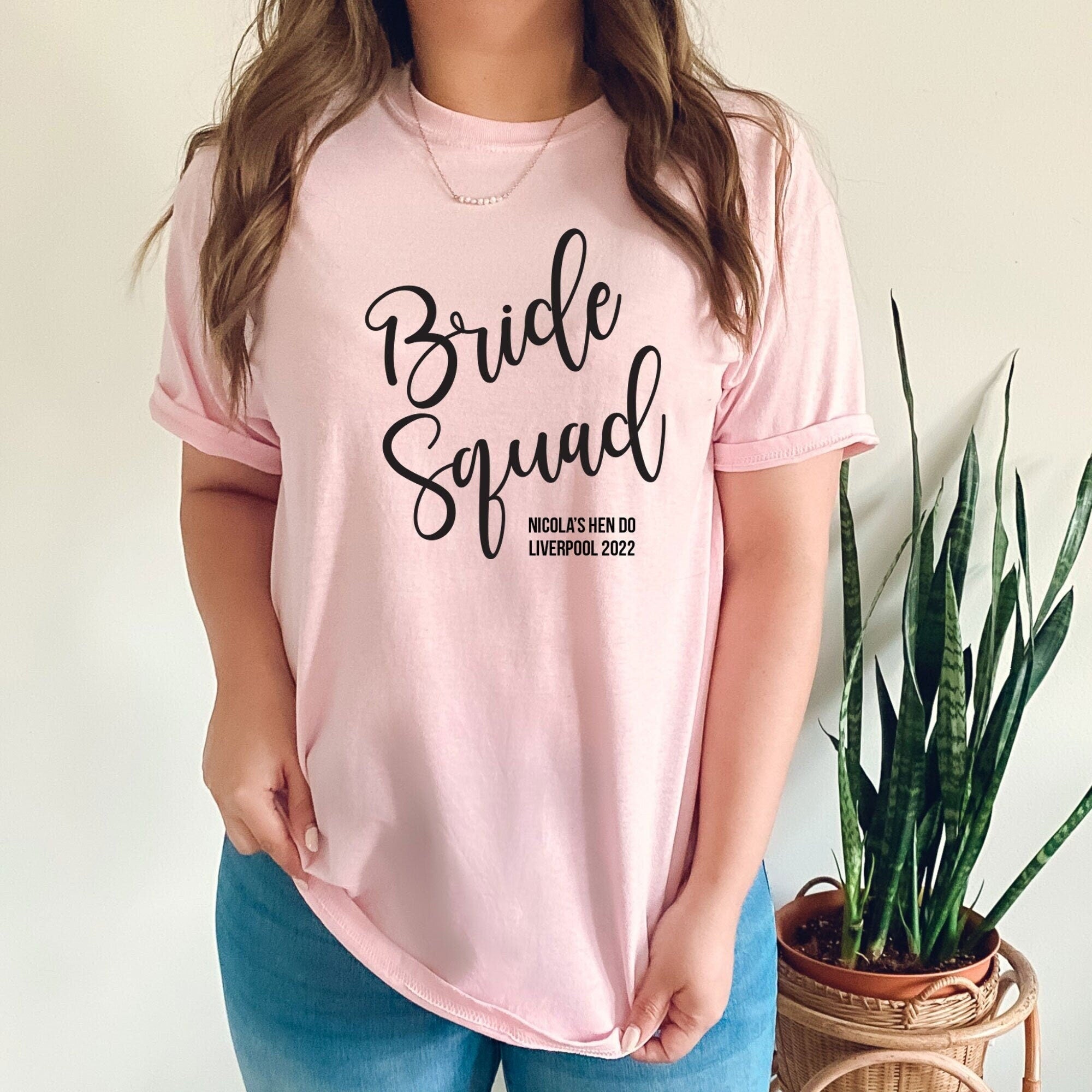 Bride Squad T-shirt, Bridal Party T-shirts, Organic Bride Squad Tops, Hen Night Hen Vibes T-shirts, Hen Tops, Maid of Honour Tops, Bride