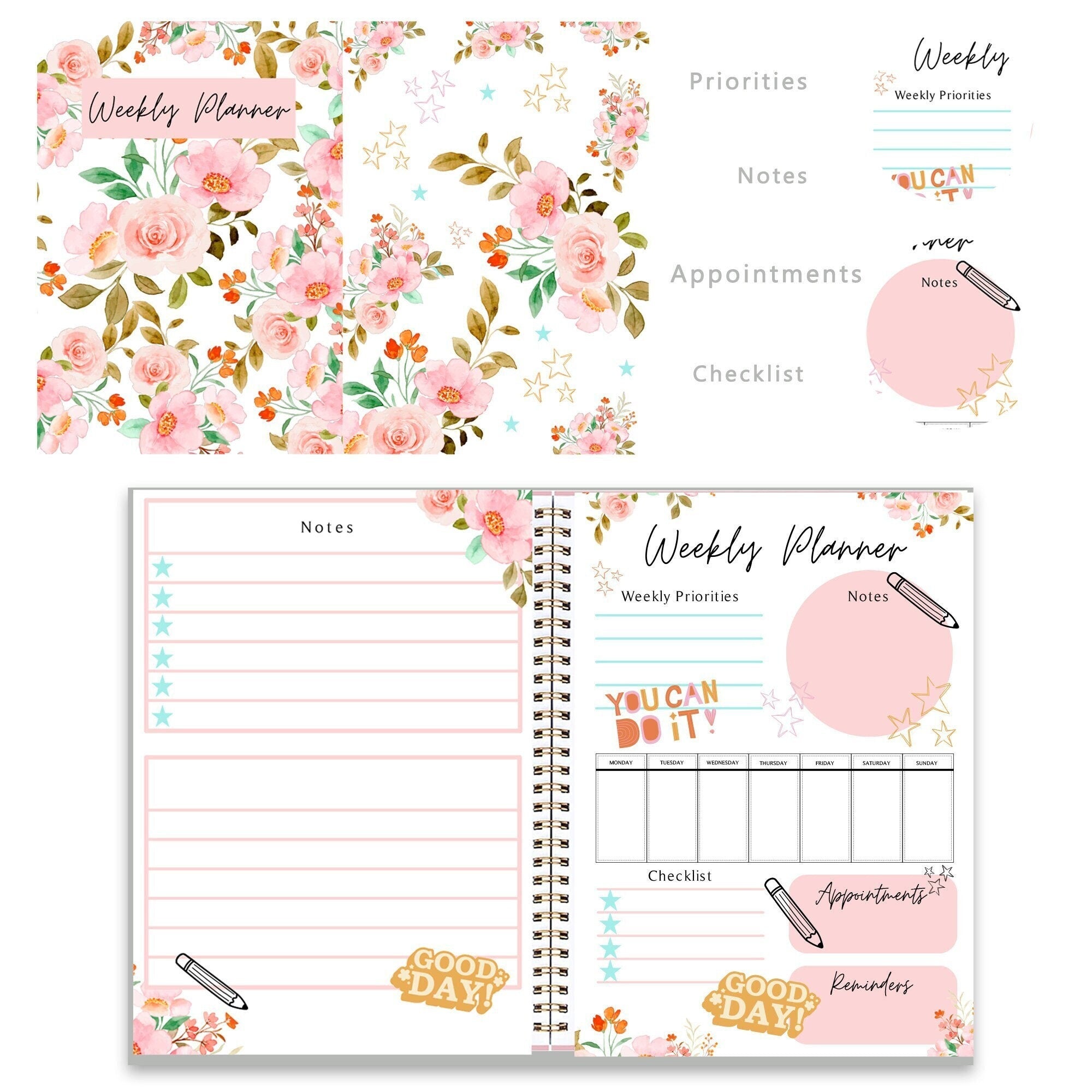 Weekly Planner, Daily Planner, Organiser, Downloadable Planner, 2024 Planner, Printable Weekly Planner, Organization Planner, Week Planner,