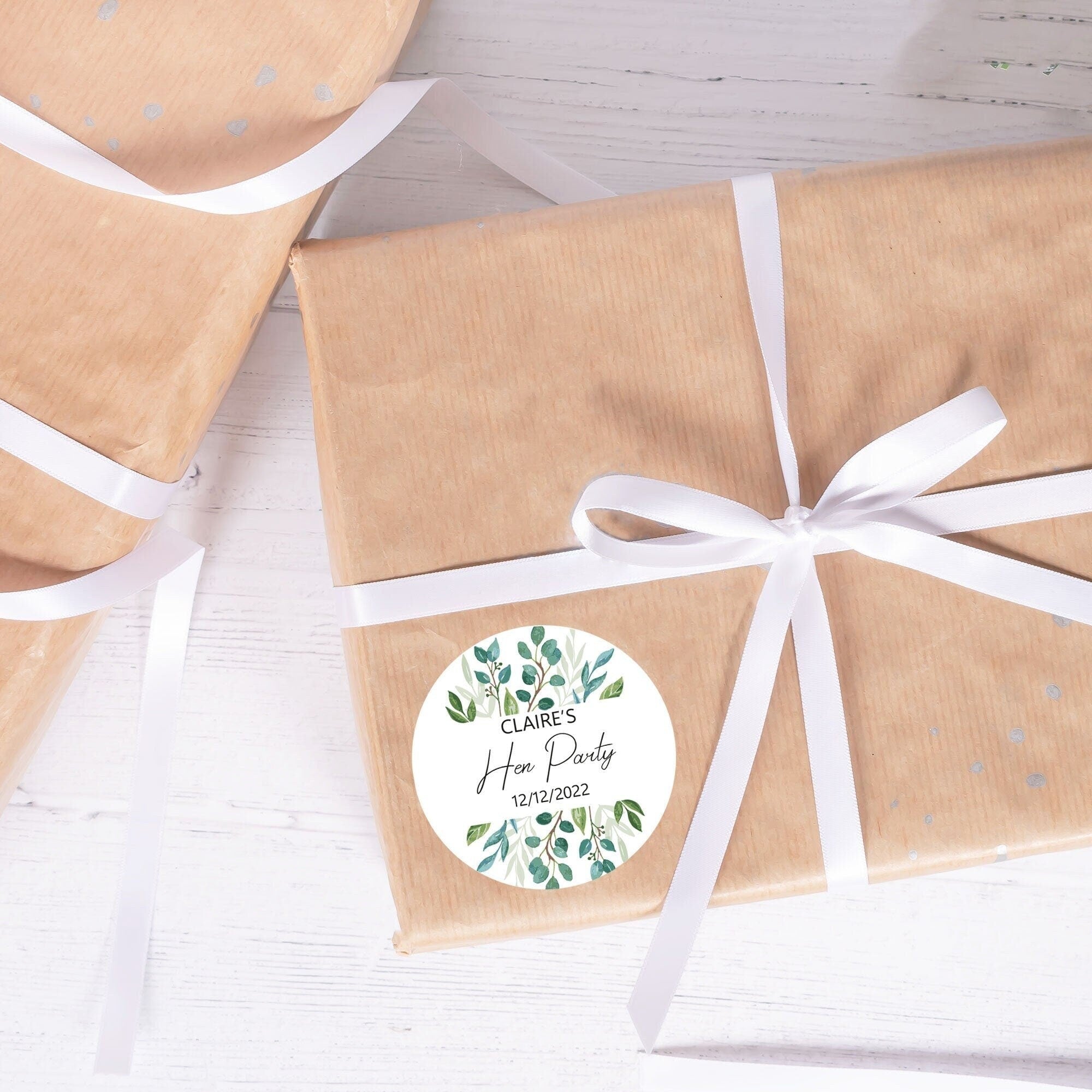 Personalised Hen Party Stickers, Green Leaves Sticker, Hen Do Accessories, Hen Night Gift Bag Stickers, Hen Party Favour, Stickers, Label