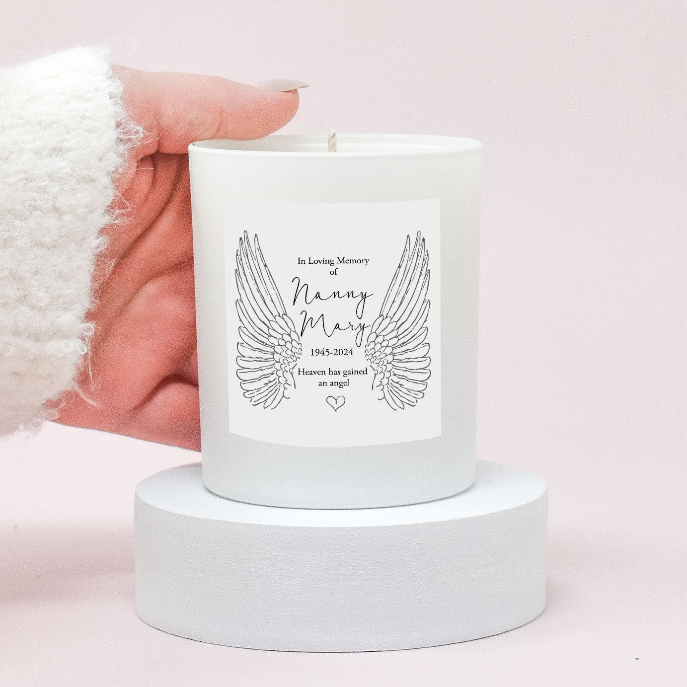 Personalised Lost Love One, Angel Wings Memorial Candle, Christmas Bereavement Gift, Custom Remembrance Candle, Loved One Memorial, Memory