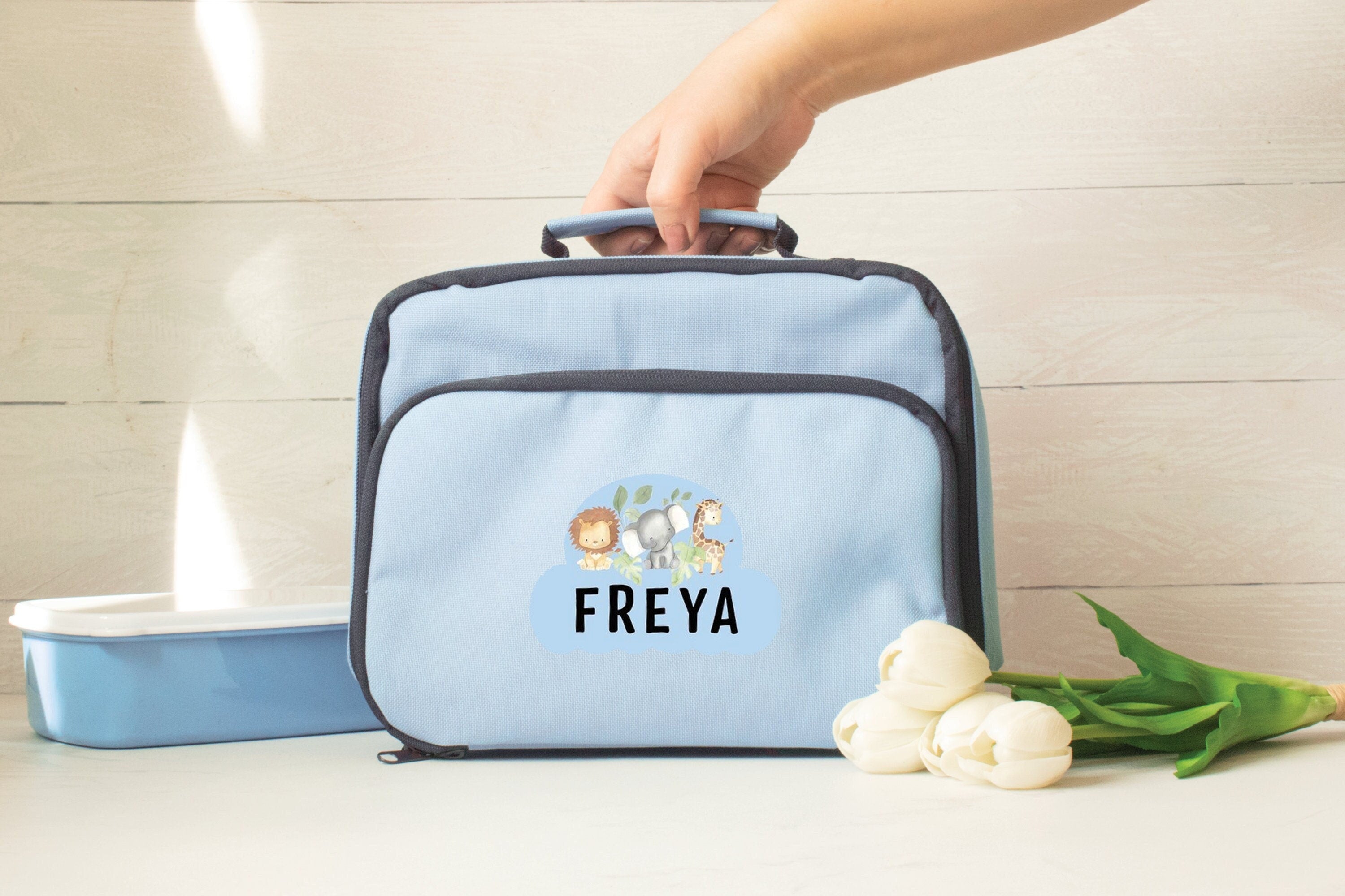 Personalised Childs Jungle Lunch Bag, Jungle Water Bottle Set, Child Jungle Water Bottle, Kids Safari Water Bottle and Lunch Bag, Toddler