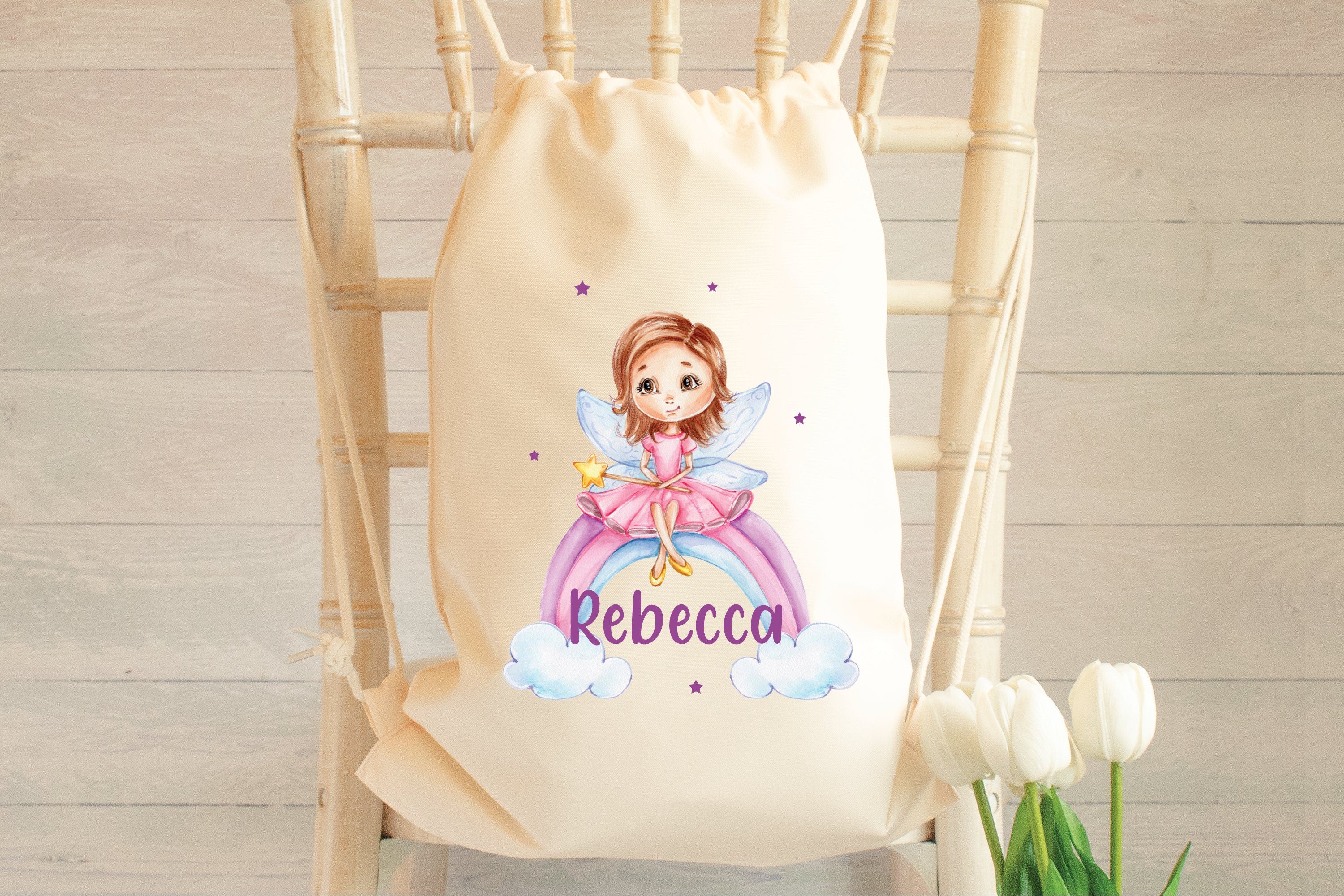 Personalised Pink Princess Gym Bag, Princess Fairy Drawstring Bag, Custom Name Gym Bag, Child School Bag, Pink Nursery Bag, Toddler Bag,