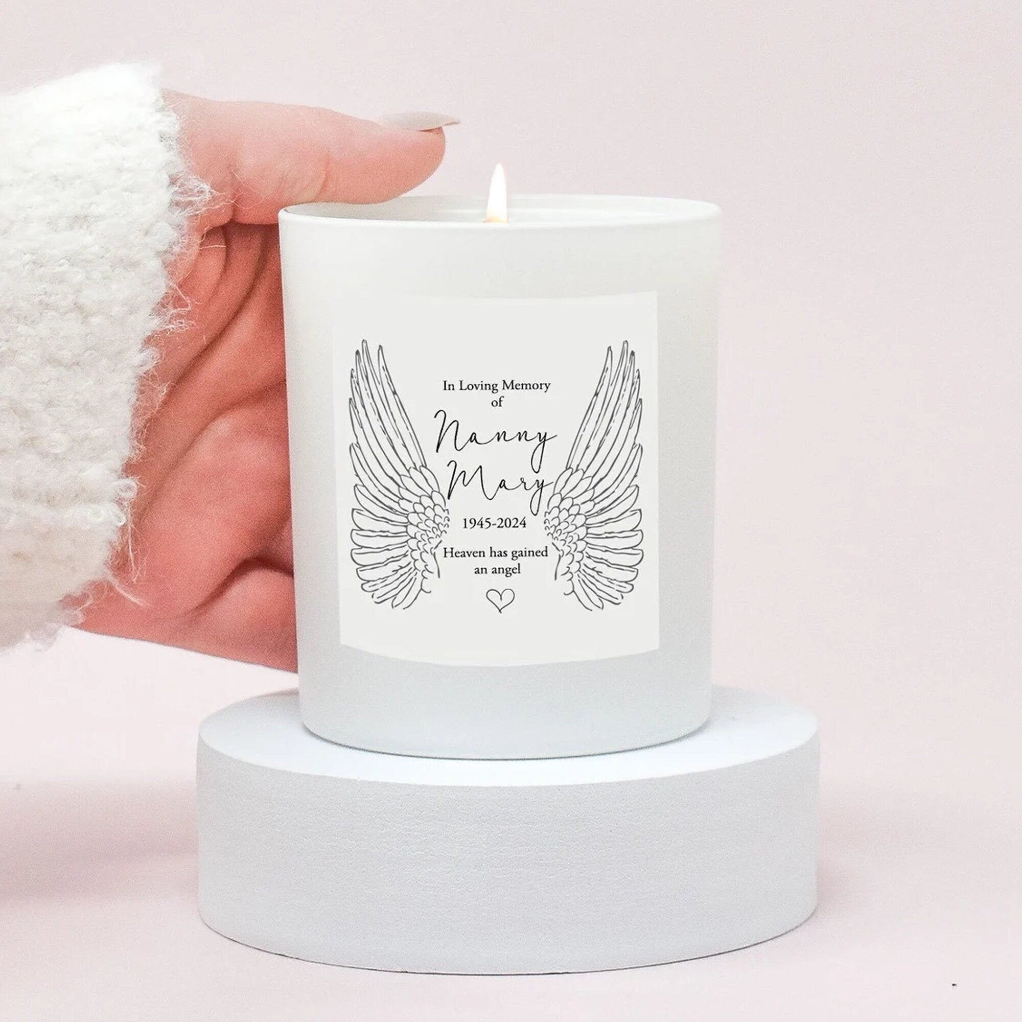 Personalised Lost Love One, Angel Wings Memorial Candle, Christmas Bereavement Gift, Custom Remembrance Candle, Loved One Memorial, Memory