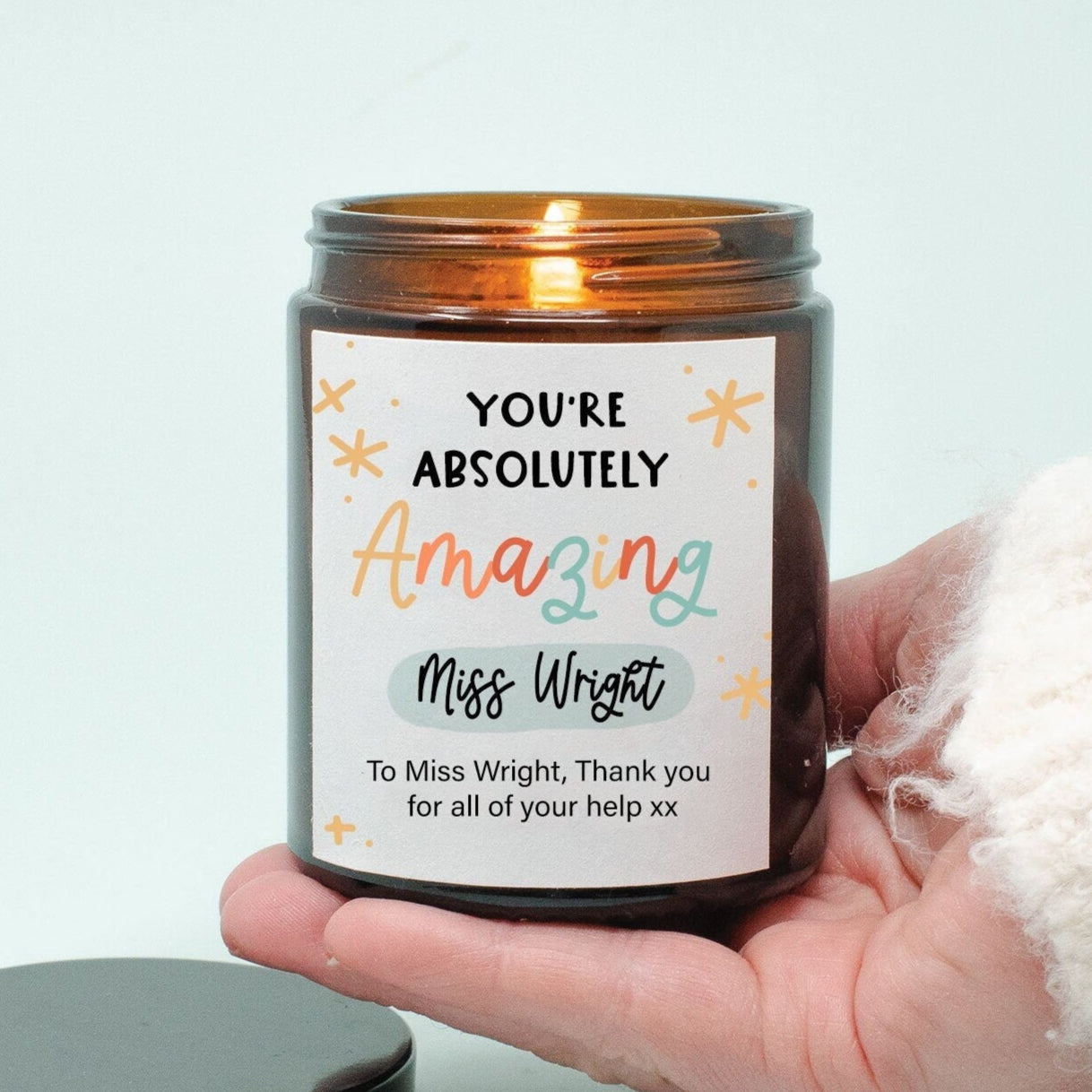 Personalised Teacher Candle, Teacher Appreciation Gift, Teaching Assistant Gift, Headteacher Gift, End of School Thank you, Teacher Thanks