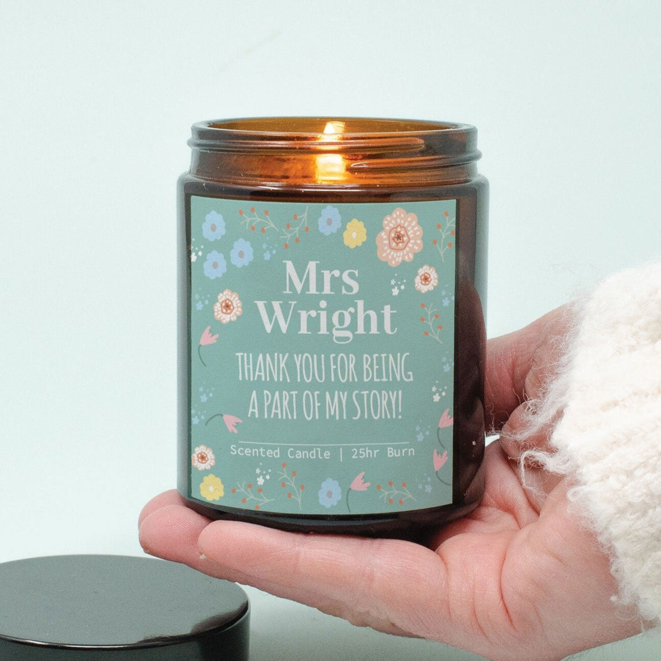 Personalised Teacher Candle, Floral Teacher Appreciation Gift, Teaching Assistant, Head Teacher, Teacher Gift, Gift for Her, Gift for Teach