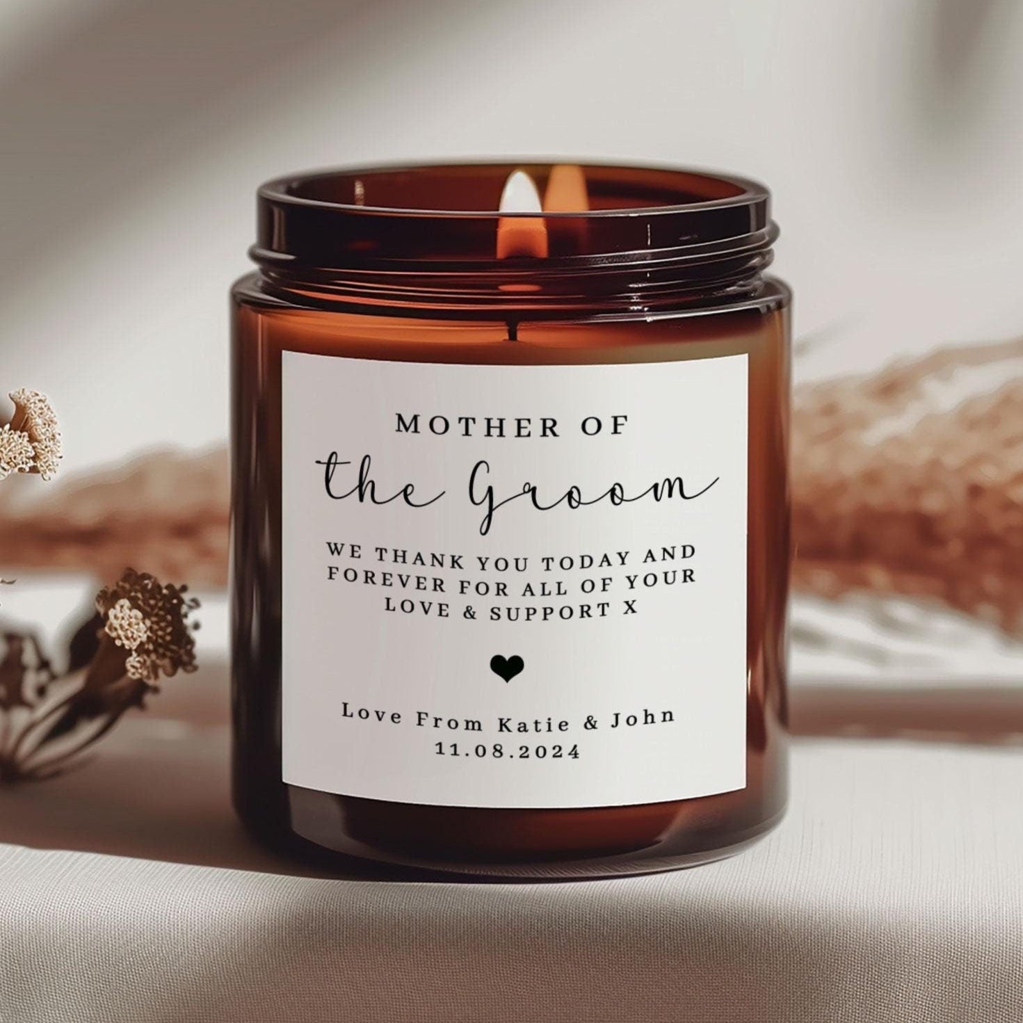 Personalised Mother of Groom Candle, Mother of Groom Gift, Sentimental Mother Groom Gift, Scented Candle, Wedding Gifts, Mother Wedding Gift