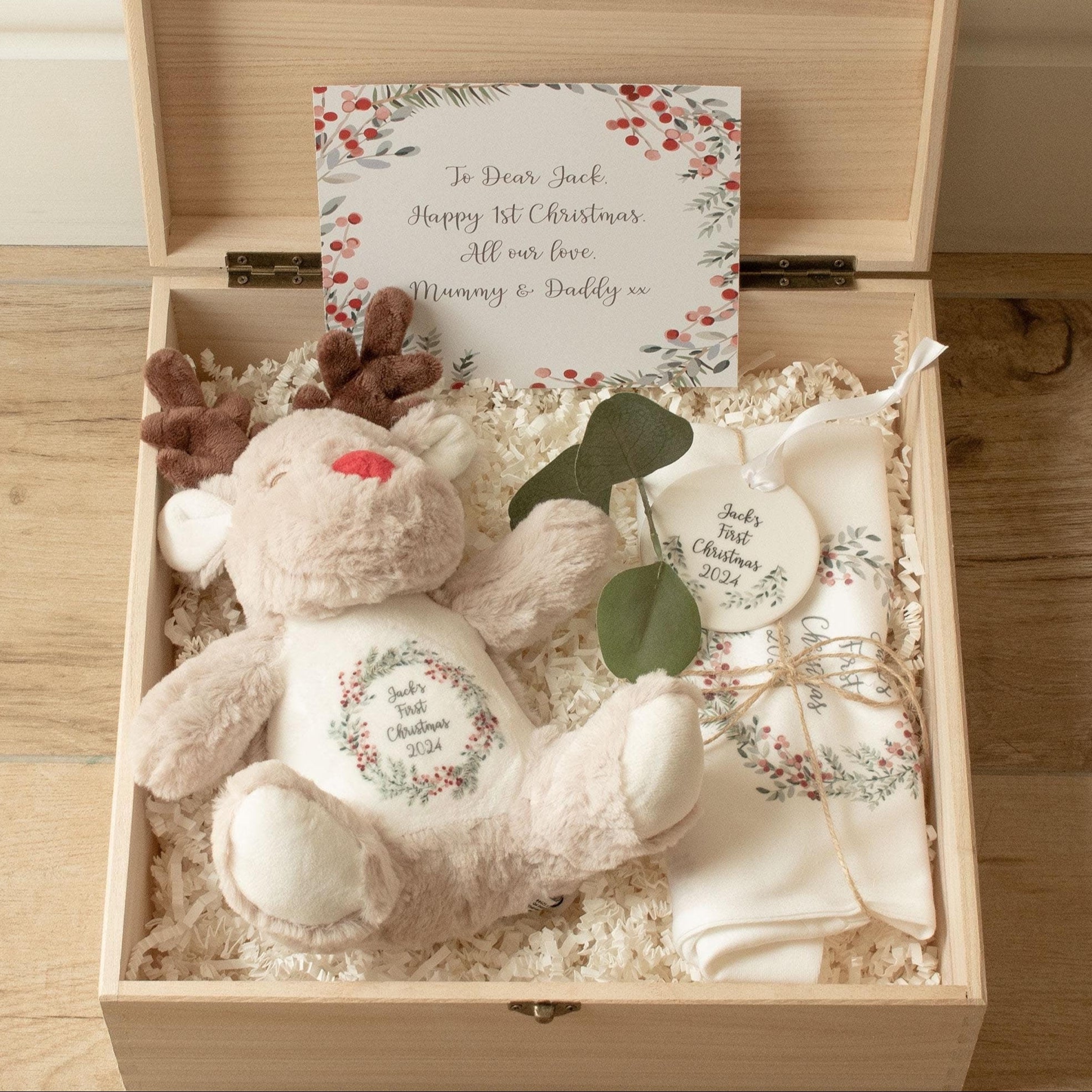 Babys First Christmas Gift Set, Personalised First Christmas Gift Box, Baby 1st Christmas Gift, Baby Xmas Keepsake, Wooden Engraved Box,