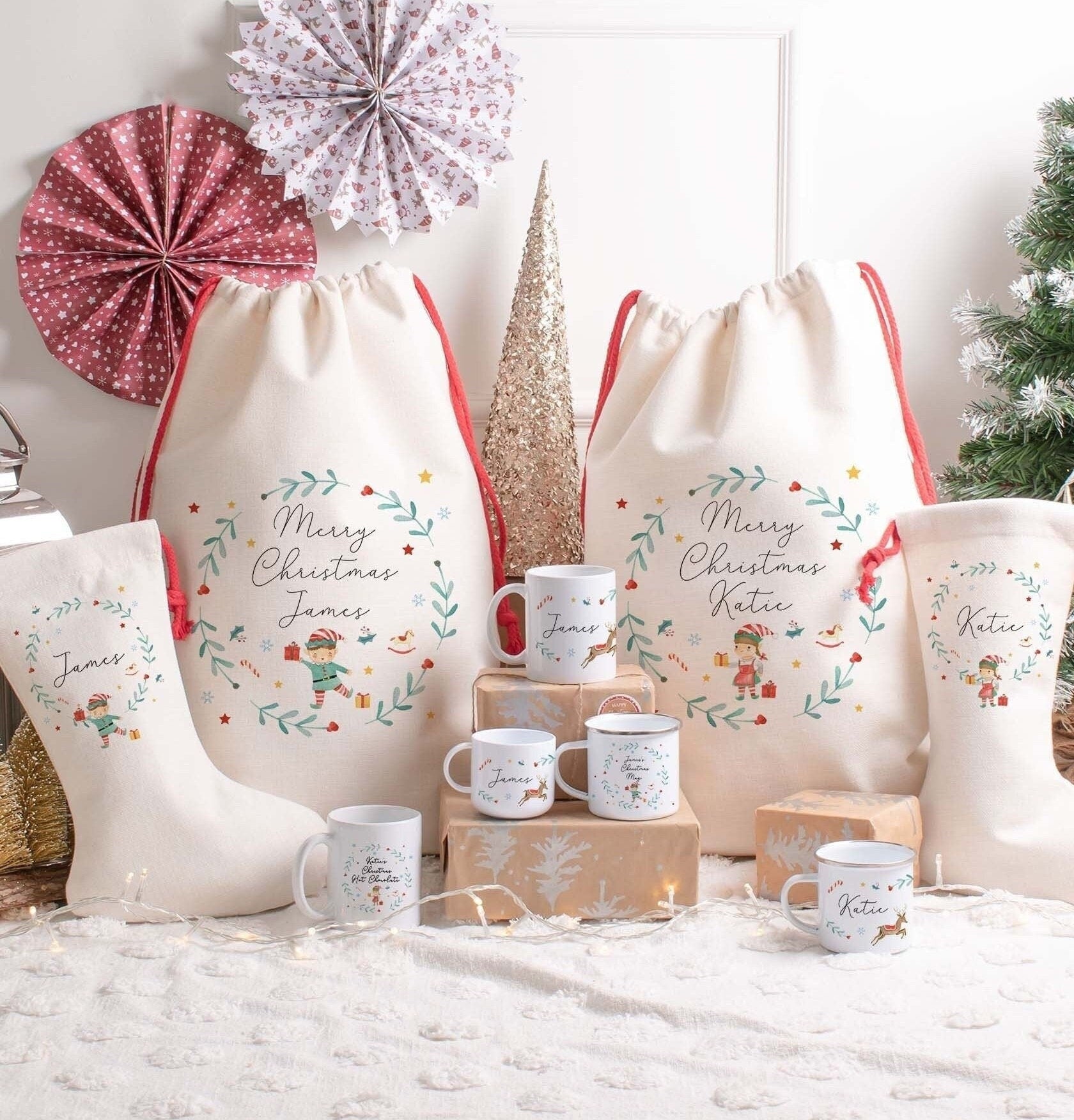 Christmas Stocking Christmas Present Sacks Personalised Christmas