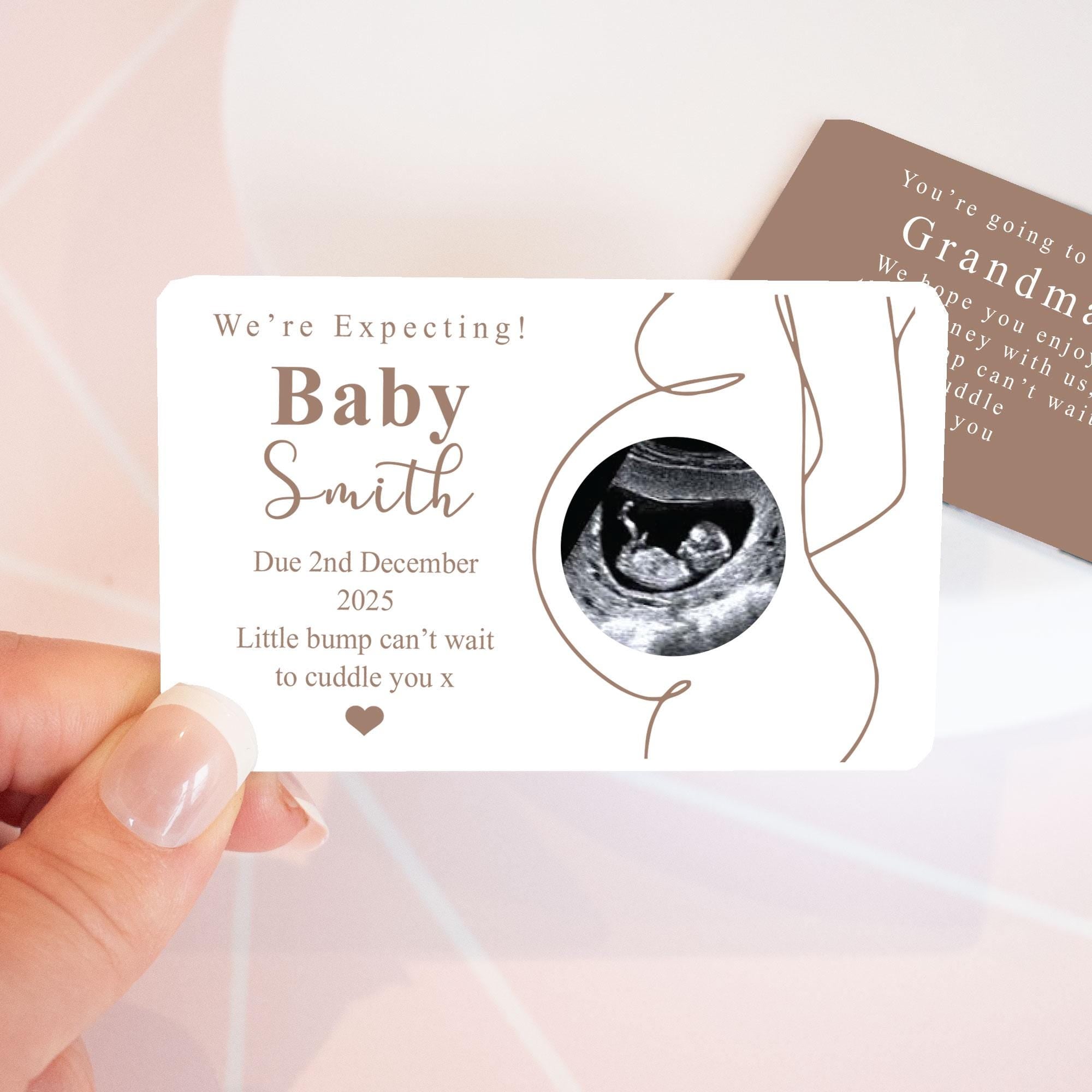 Personalised Baby Scan Gift, Nanny Baby Announcement Gift, Baby Ultrasound Picture Gift, Pregnancy Scan Card, Nan, Grandma Gift