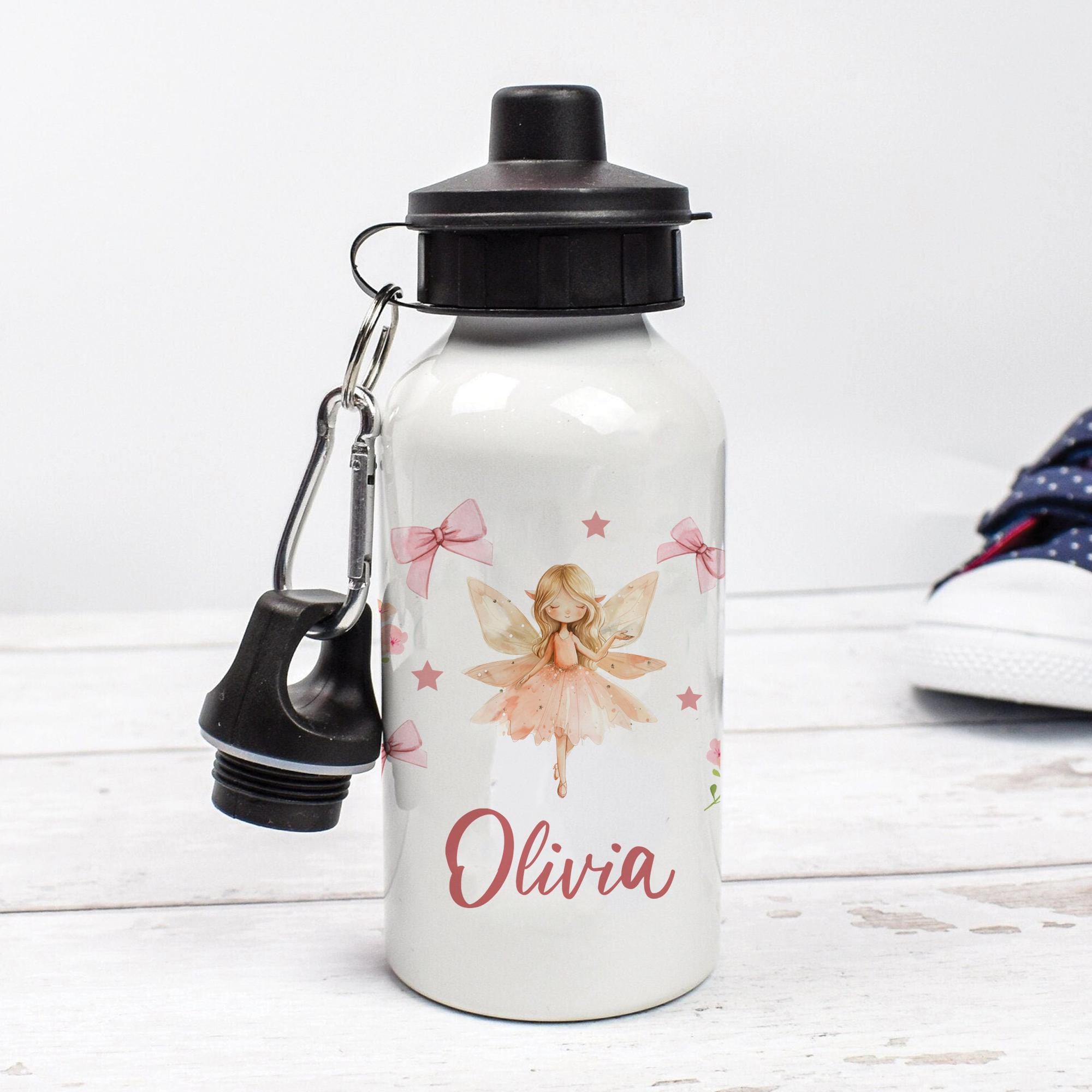 Personalised Fairy Water Bottle, Princess Fairy School Bottle, Kids Fairy Drink Bottle, Girls School Flask, Kids Children Student Drinks Cup