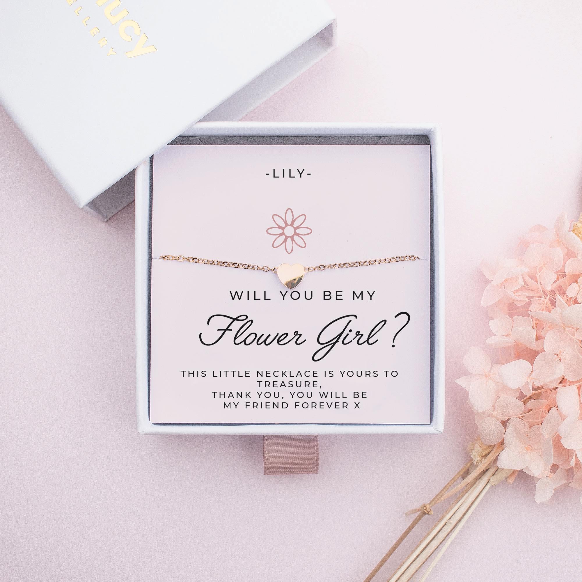 Personalised Flower Girl Necklace, Flower Girl Gift, Flower Girl Proposal Gift, Personalised Bridesmaid, Jewellery, Flower Girl Thank You