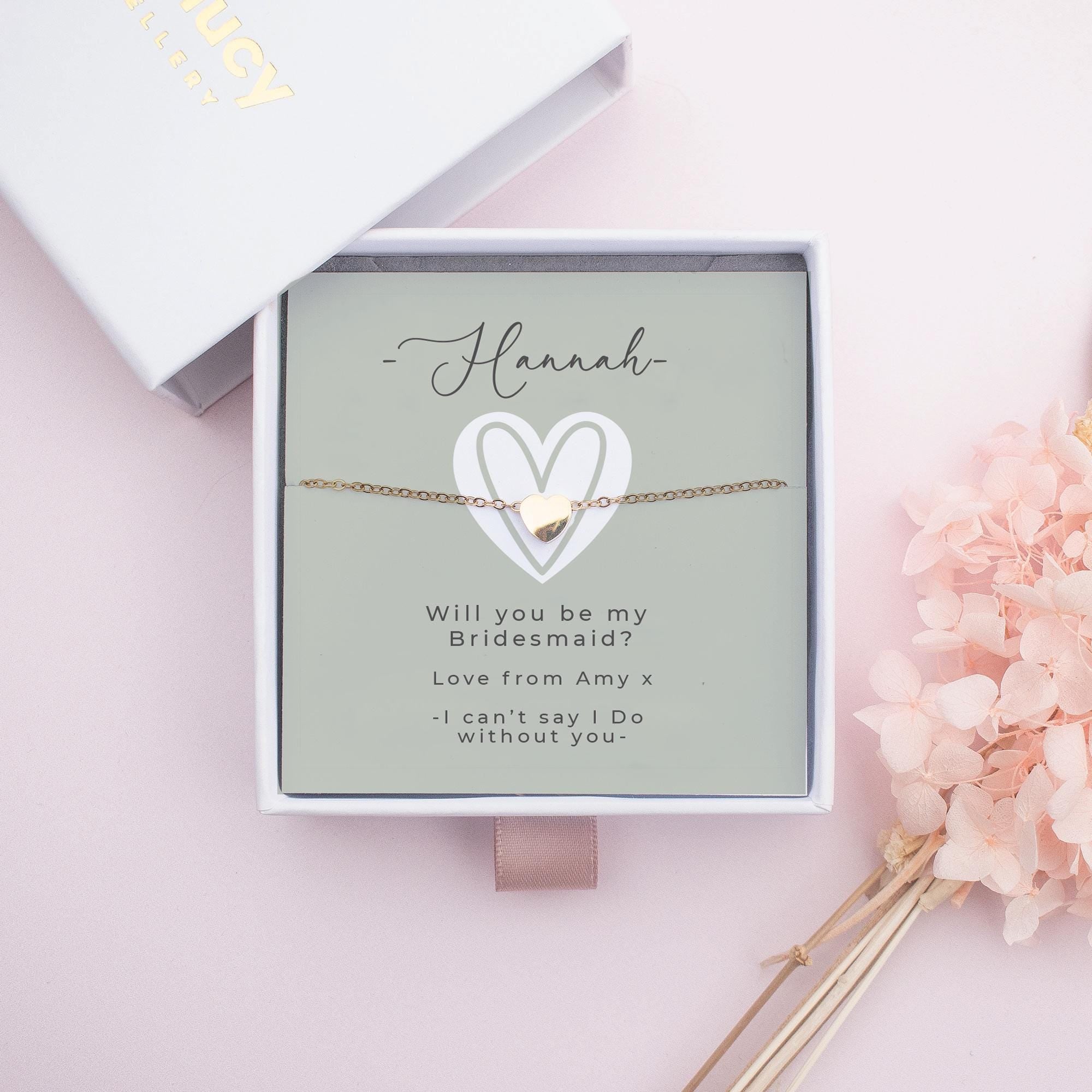 Personalised Bridesmaid Necklace, Bridesmaid Gift, Bridesmaid Proposal Gift, Personalised Bridesmaid, Thank You Maid of Honour, Green