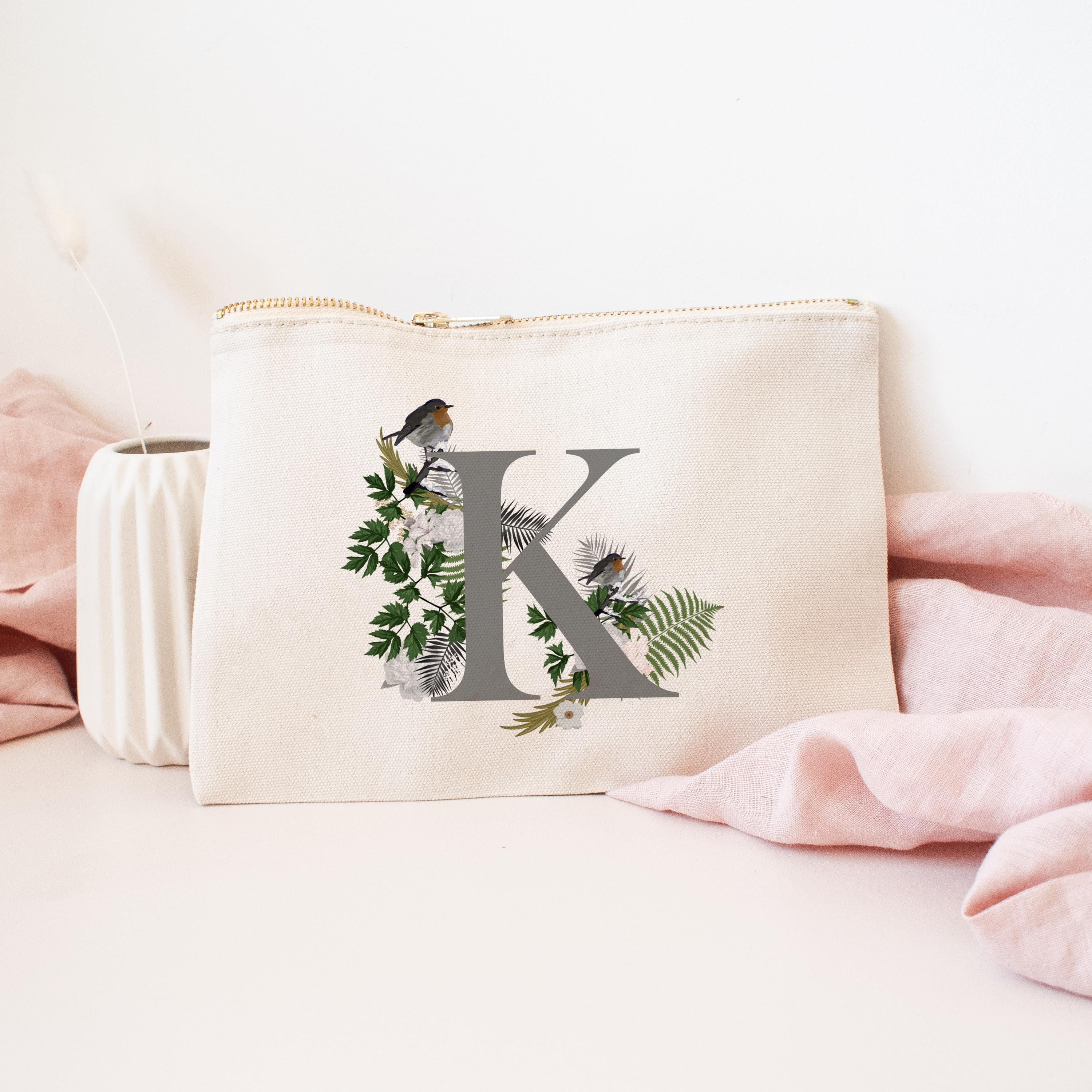 Personalised Initial Makeup Bag, Girl Gift Makeup Bag, Cosmetic Bags, Makeup Gift, Teen Gift, Stocking Filler, Period Bag, Robin Gift,