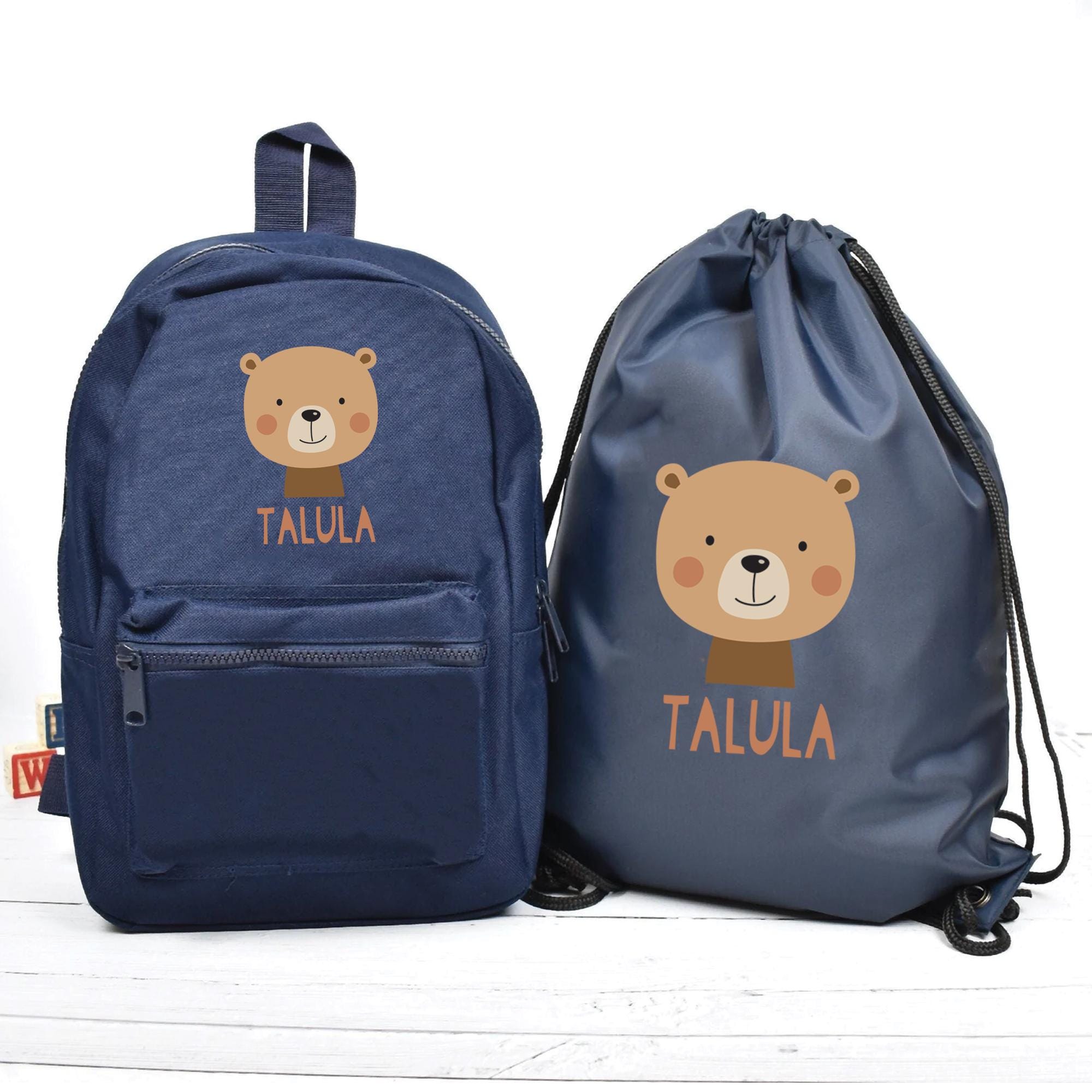 Personalised Bear Backpack, Brown Bear School Bag, Kids Animal Rucksack, Boys School Backpack, Children Student Backpack, Back To School