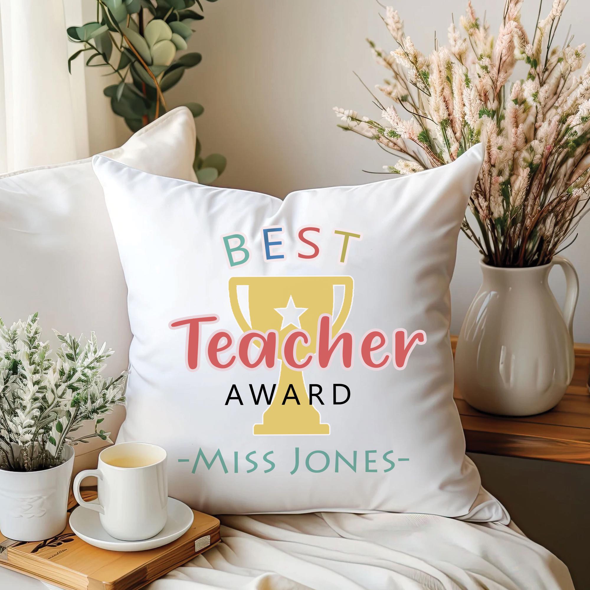 Personalised Best Teacher Award, School Teacher Gift Cushion, Personalised Nursery Gift, Teacher Classroom Cushion, Teacher Thank You