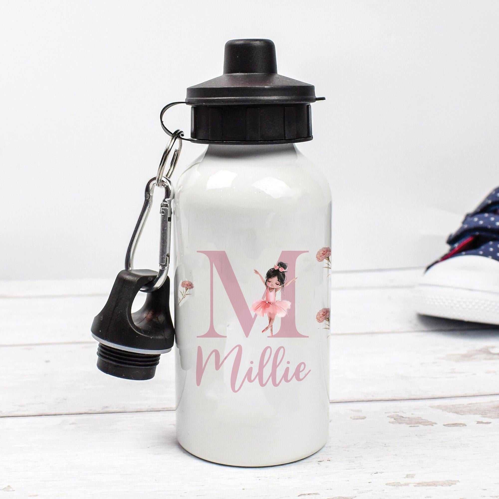 Personalised Ballerina Water Bottle, Ballerina School Bottle, Kids Ballerina Drink Bottle, Girls School Flask, Kids Children Student Drinks