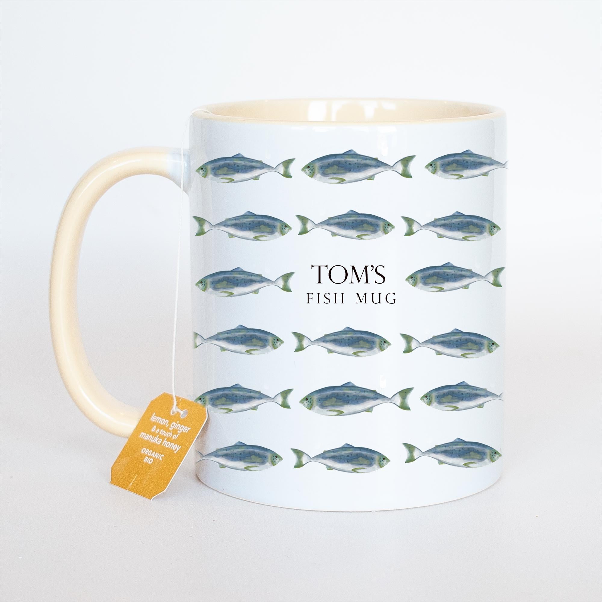 Personalised Fishing Mug, Father's Day Fish Gift, Salmon Fish Mug, Granddad Fishing Gift, Personalised Tin Mug, Fish Lover, Fish Gift