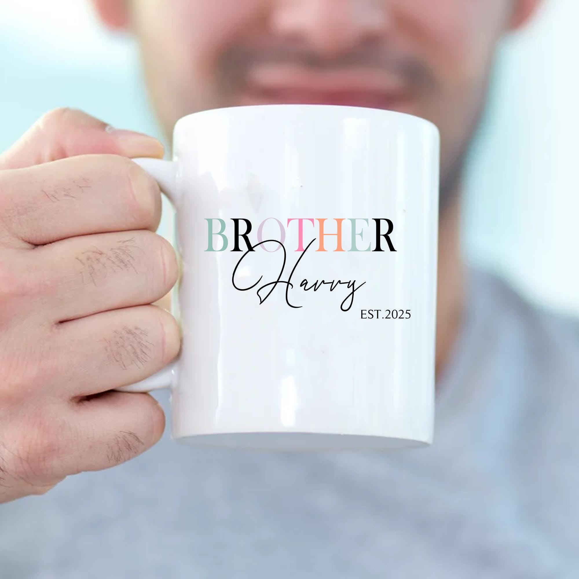 Personalised Brother Mug, Baby Announcement Gift, Best Brother Gift, Personalised Gift For Him, Uncle Gift, New Brother Mug, Est Brother