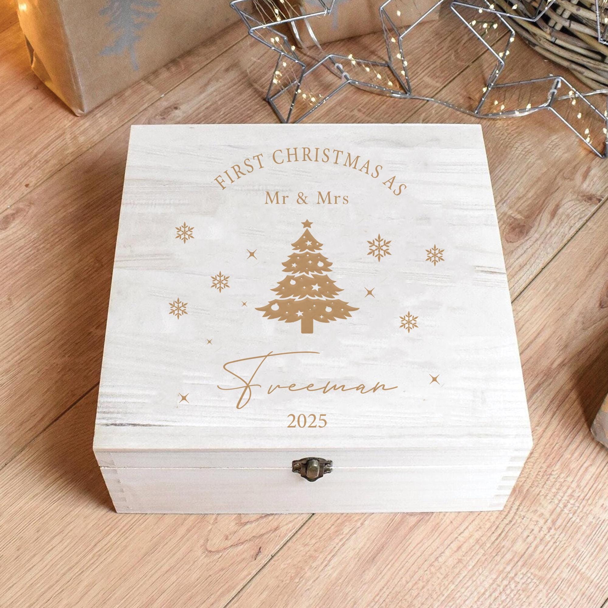 Personalised First Christmas as Mr and Mrs Eve Box, First Christmas as Mrs Eve  Box, Mrs Engraved Christmas Eve Box, New Husband Wife