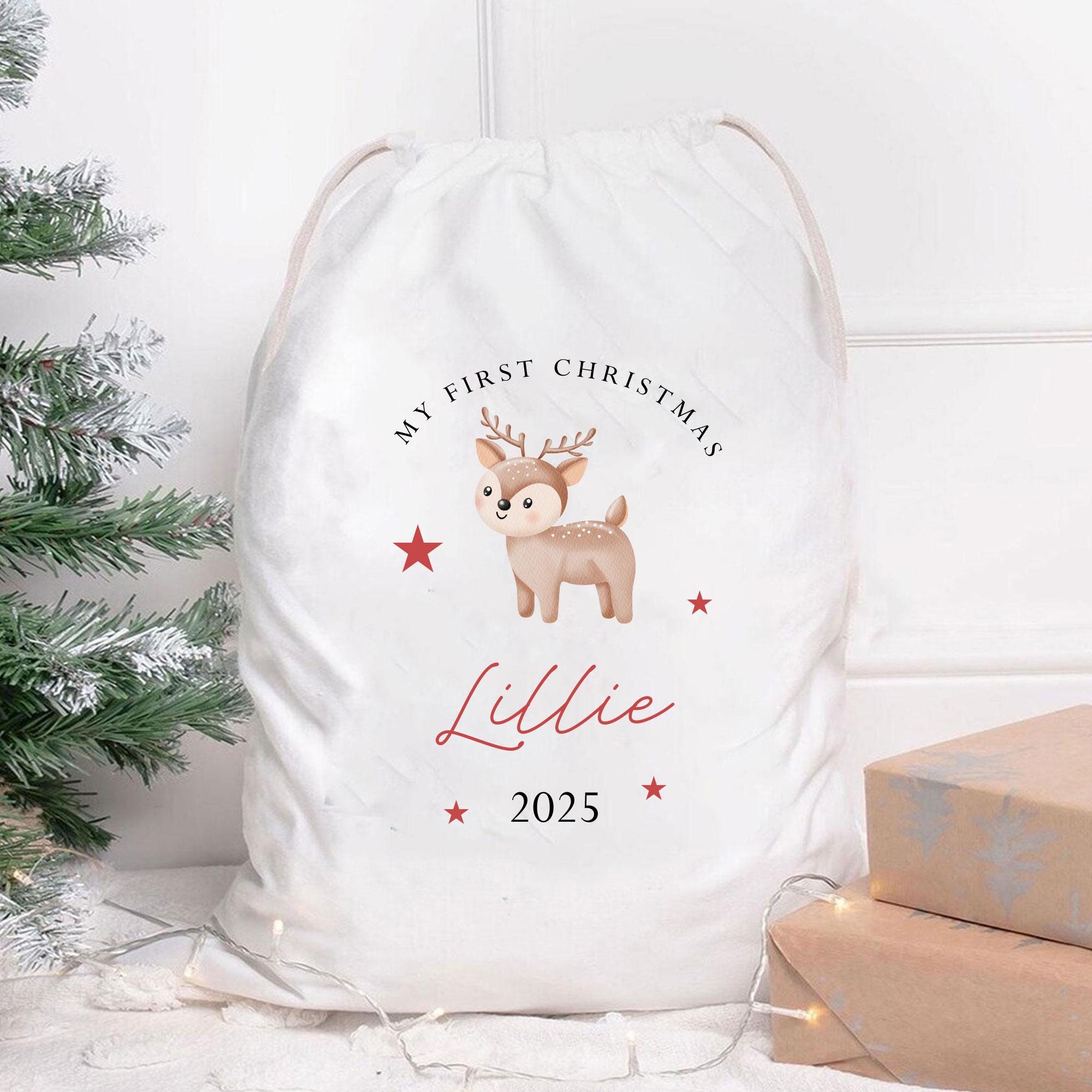 Personalised Baby's First Christmas Sack, Baby's First Xmas Santa Sack, Baby First Xmas Decoration, Christmas Decor, New Baby at Christmas