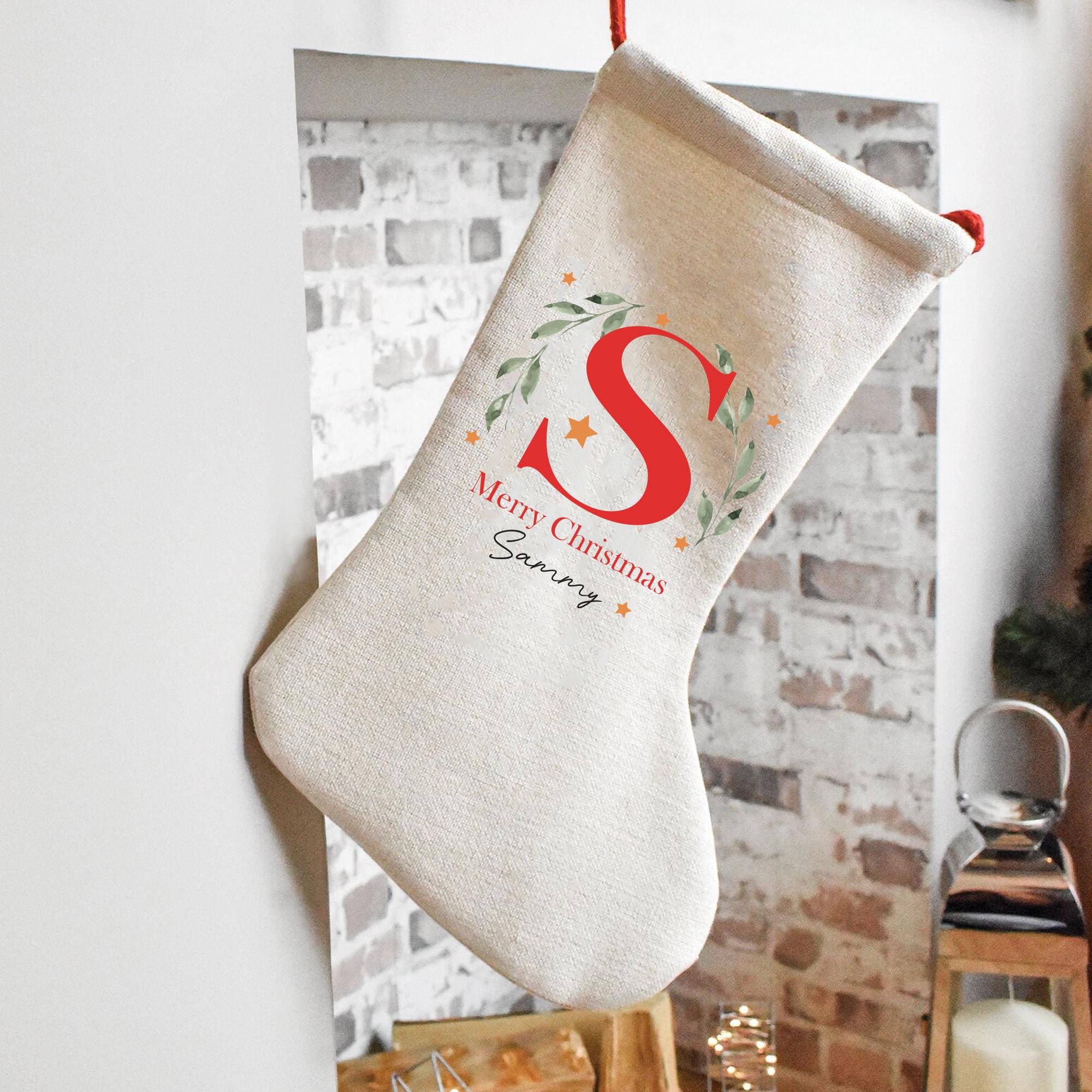 Personalised Christmas Stocking, Christmas Stocking, Personalised Linen Stockings, Christmas Decoration, Stocking Hessian, Holiday Stocking