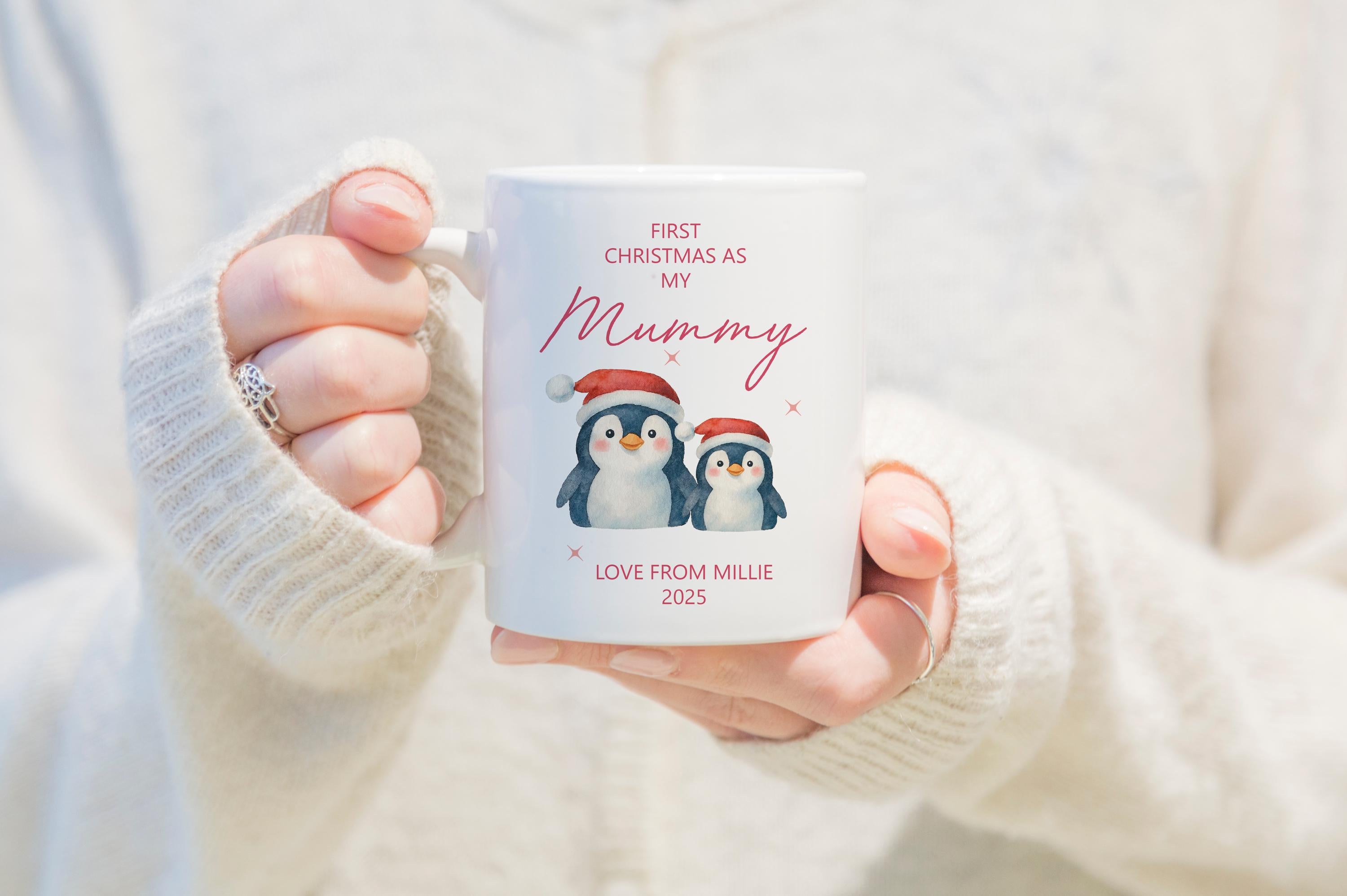 Personalised First Christmas as Mummy Gift, New Mummy Mug, New Nanny Xmas Gift, Christmas New Baby Gift, New Mum Mugs, Mummy Mug