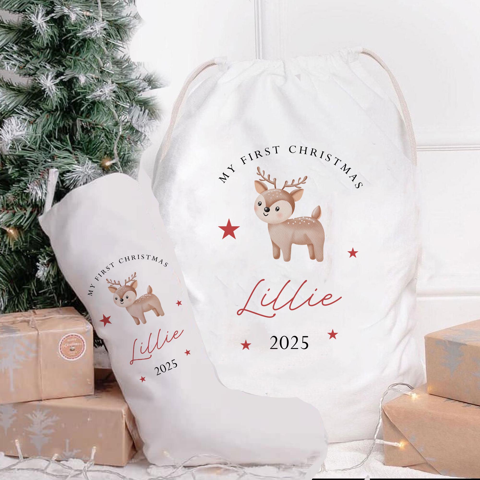 Personalised Baby's First Christmas Sack or Stocking