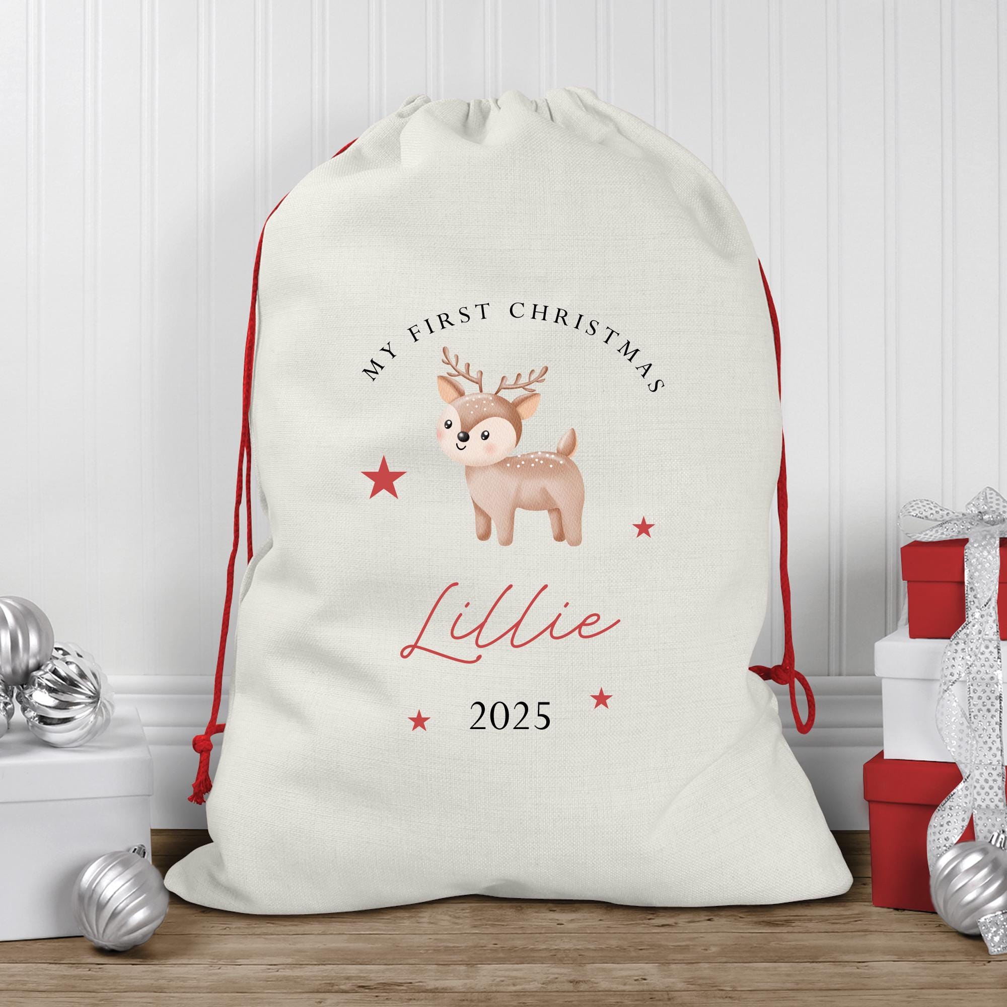 Personalised Baby's First Christmas Sack, Baby's First Xmas Santa Sack, Baby First Xmas Decoration, Christmas Decor, New Baby at Christmas