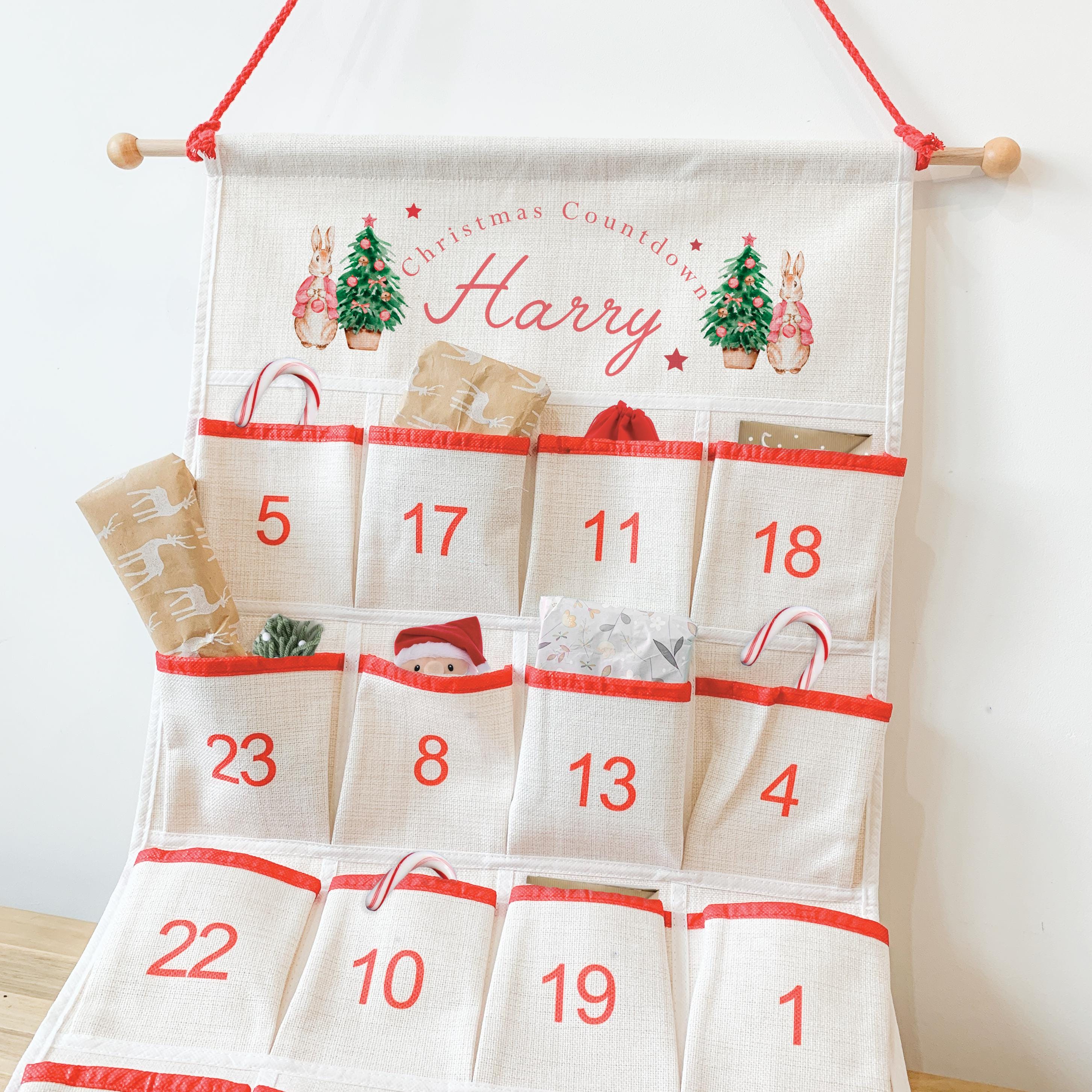 Personalised Christmas Peter Rabbit Advent Calendar, Rabbit Christmas Countdown, Kids Advent Calendars, Family Advent Calendar, Christmas