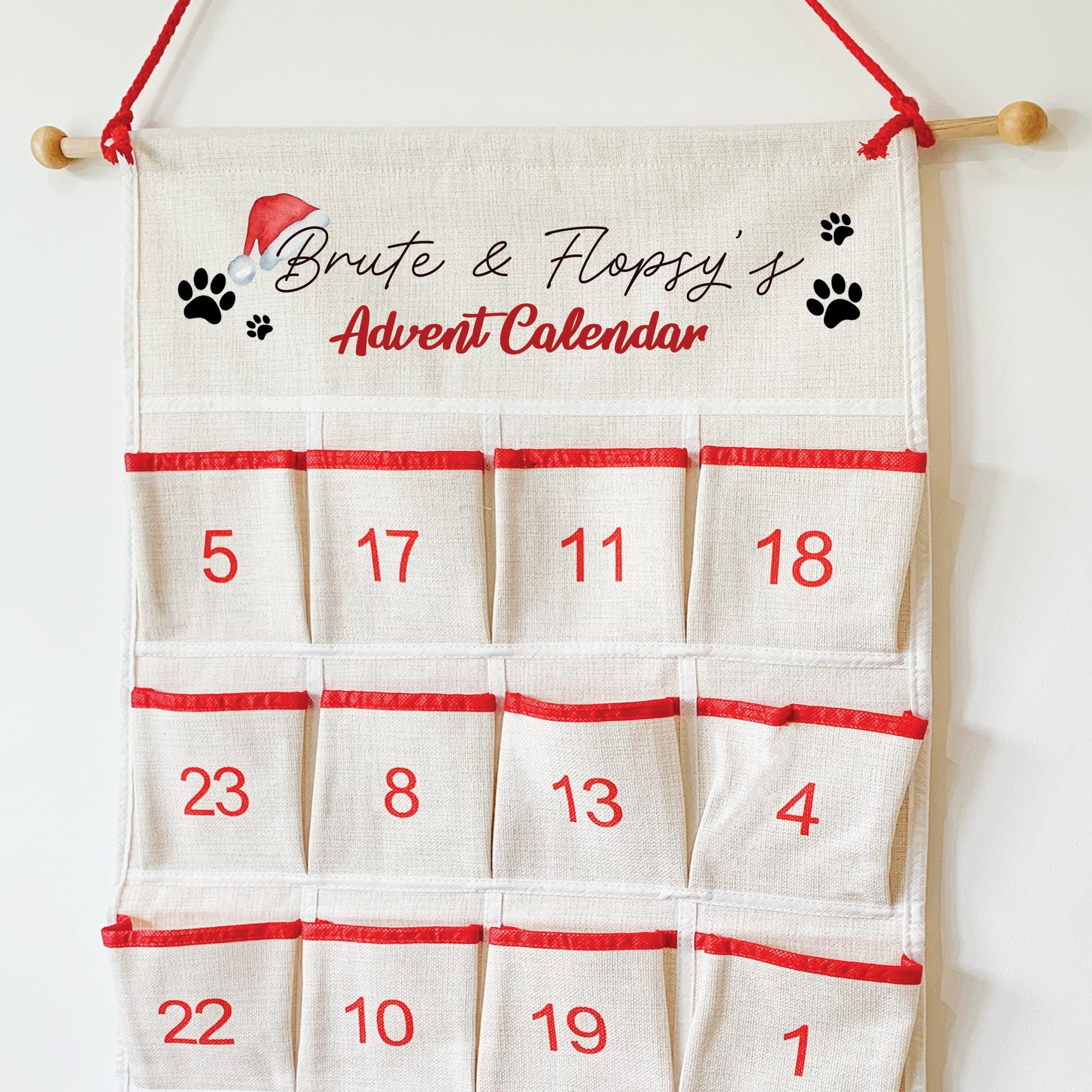 Personalised Christmas Pet Advent Calendar, Dog Christmas Countdown, Pets Advent Calendars, Cats Advent Calendar, Christmas