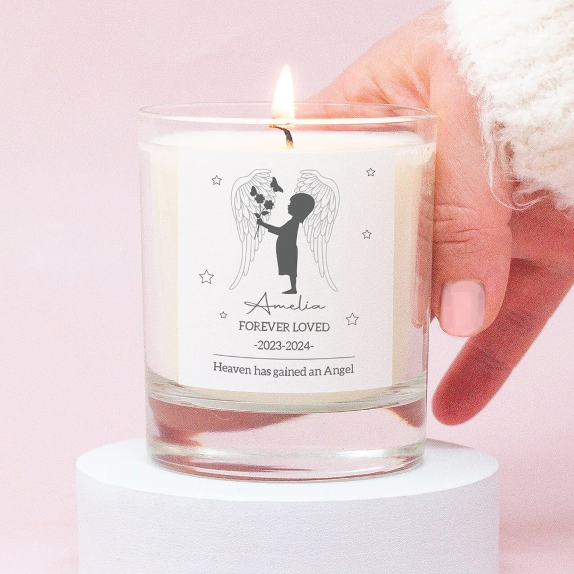 Personalised Miscarriage Gift, Baby Loss Memorial Candle, Angel Candle Gift, Personalised Bereaved Mum Gift, Personalised Sympathy Gift