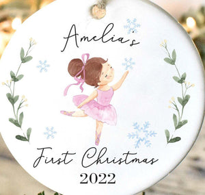 Personalised Baby 1st Christmas Bauble, Ballerina Baby Christmas Ornament, My First Christmas, Ballet Bauble, New Baby Christmas Gift, Baby - Amy Lucy