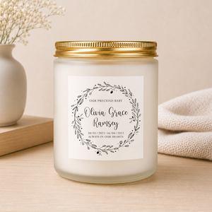 Personalised Baby Loss Memorial Candle shown from the front