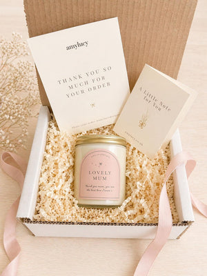 Personalised Candle Gift for Mum with gift presentation details