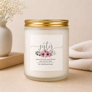 Personalised Candle Gift for Sister shown from the front