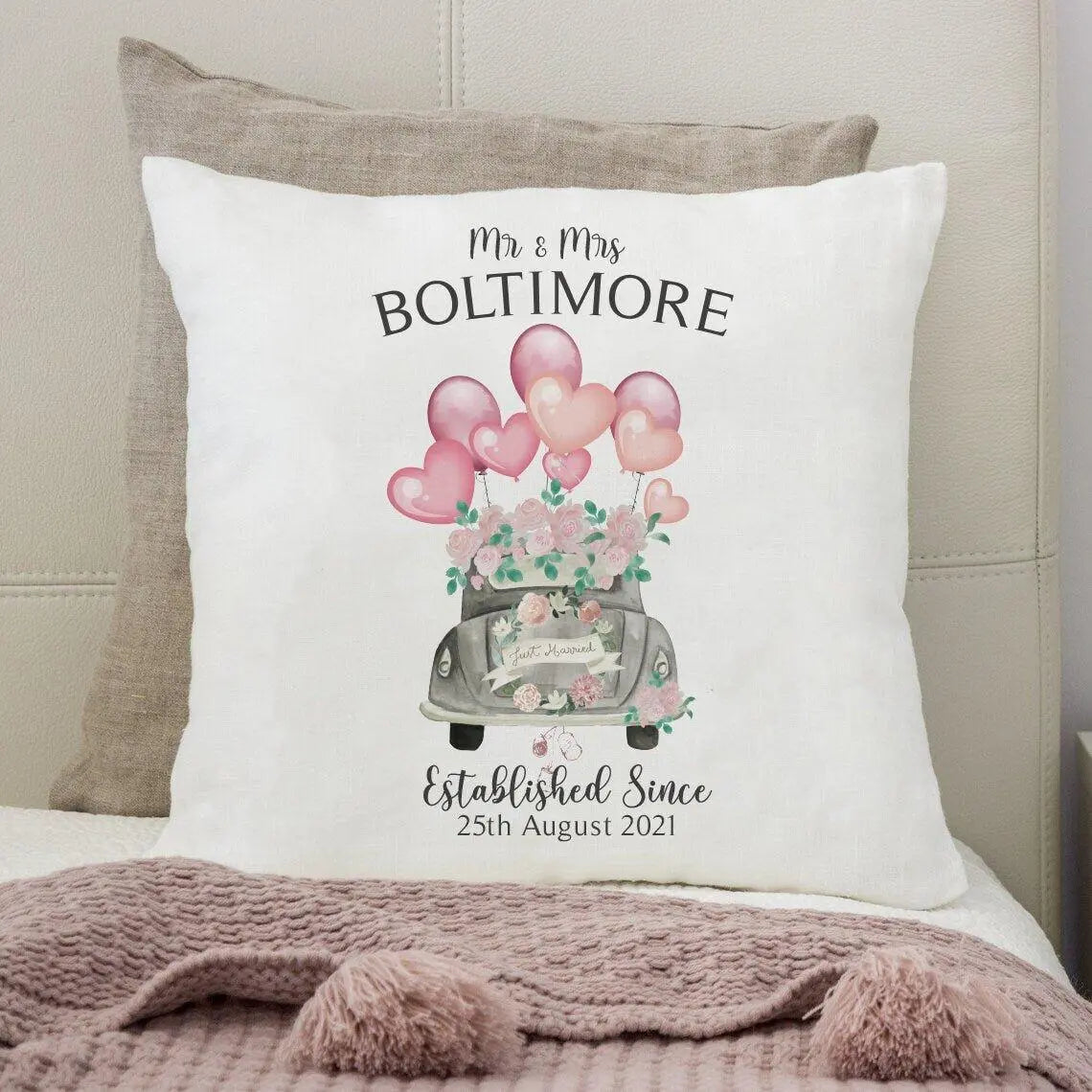 Personalised Car Wedding Cushion, Cushion Cover, Cover and Filling, Cushion Filling, Wedding Cushion, Home Decor, Wedding, Just Married