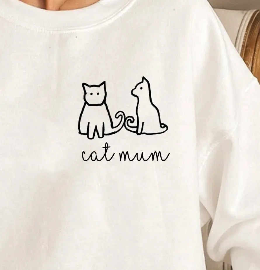 Cat Mum Sweater Line Art Jumper