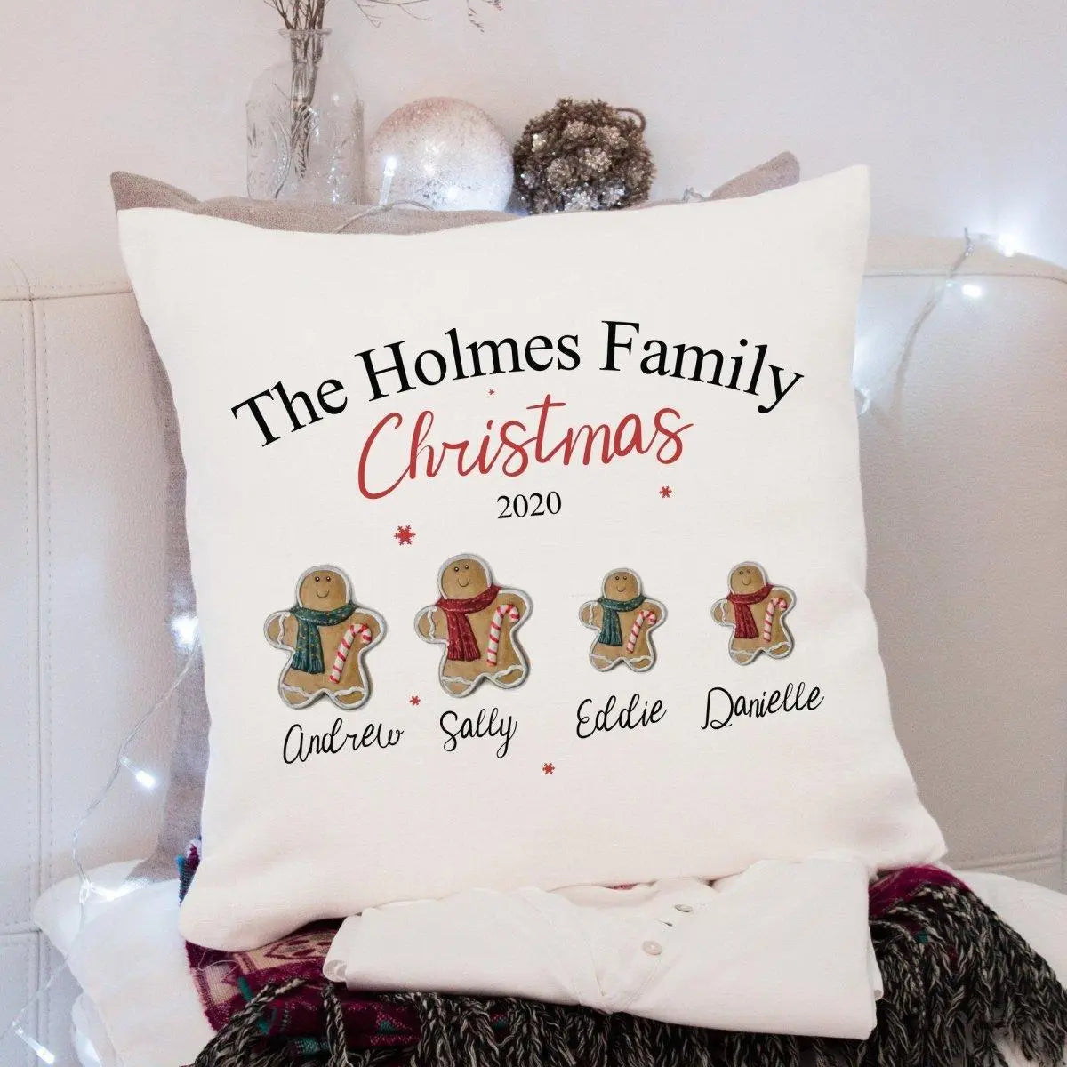 Personalised Christmas Cushion Family Christmas Decoration Christmas Decor Christmas Gingerbread Man Cushion For Home Personalised Christmas