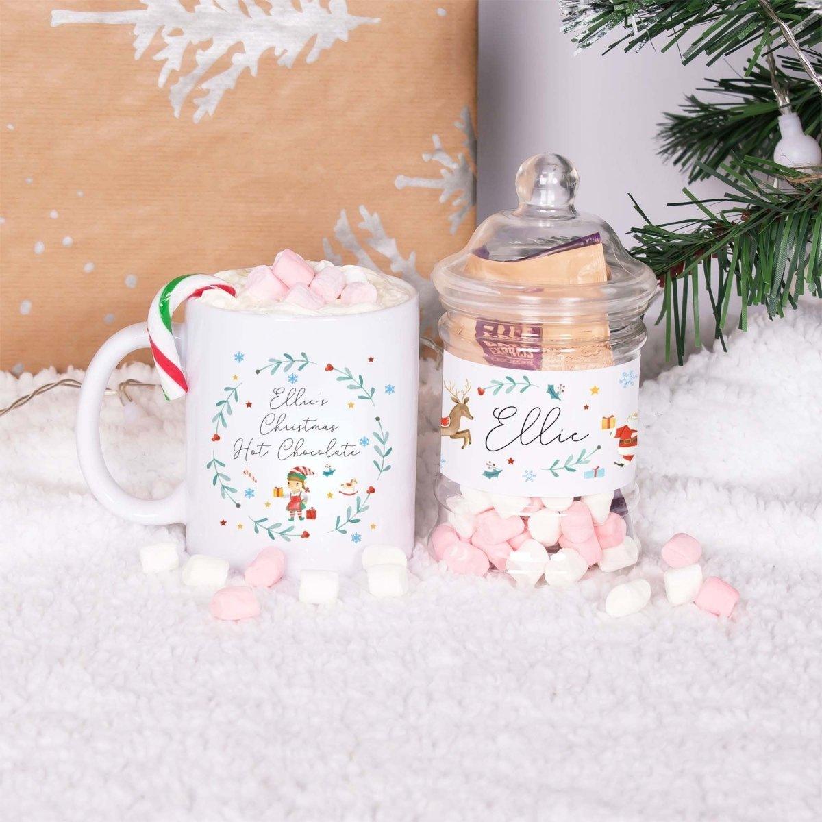 Personalised Christmas Elf Mug, Child Elf Hot Chocolate Set, Kids Elf Xmas Mug Hot Choc Set, Christmas Eve Elf Mug Set, Stocking Filler, Box