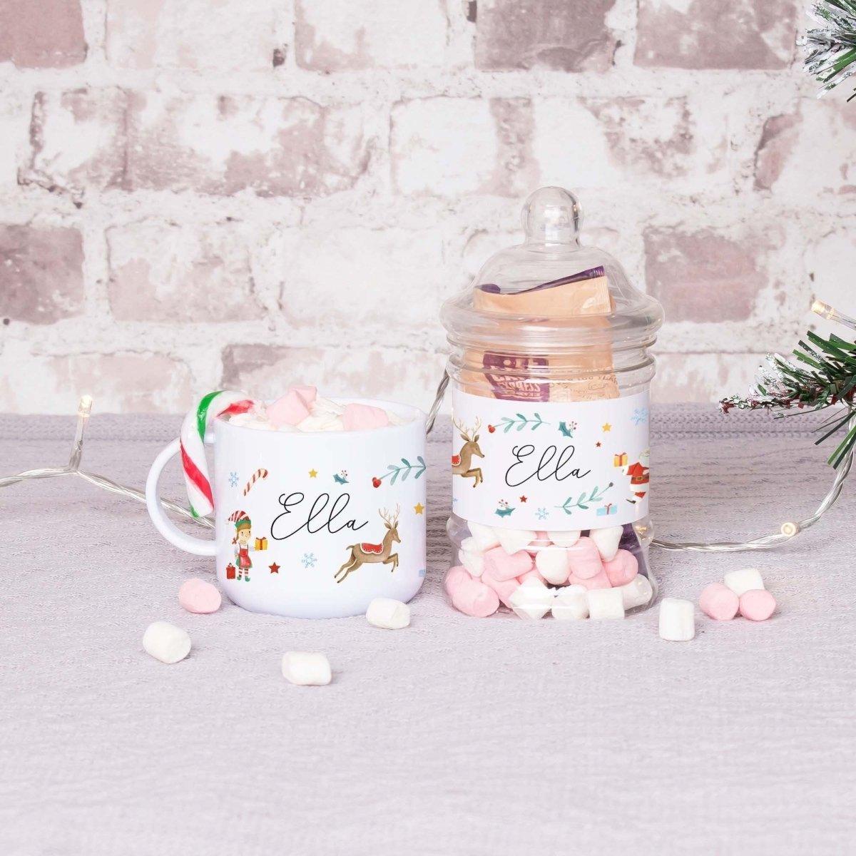Personalised Christmas Elf Mug, Child Elf Hot Chocolate Set, Kids Elf Xmas Mug Hot Choc Set, Christmas Eve Elf Mug Set, Stocking Filler, Box