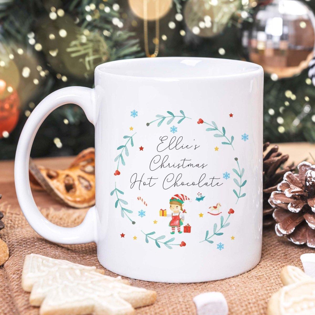 Personalised Christmas Elf Mug, Child Elf Hot Chocolate Set, Kids Elf Xmas Mug Hot Choc Set, Christmas Eve Elf Mug Set, Stocking Filler, Box