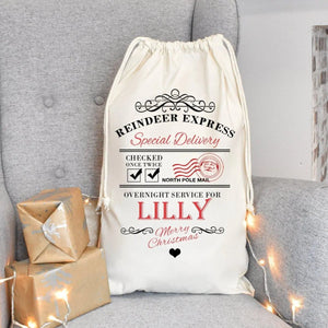 Personalised Christmas Santa Sack, Christmas Eve Present Sack, Personalised Santa Sack Gift Bags, Christmas Gifts, Gift Sack - Amy Lucy