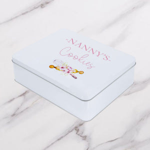 Personalised cookie tin with custom wording such as 'Nanny's Cookies'