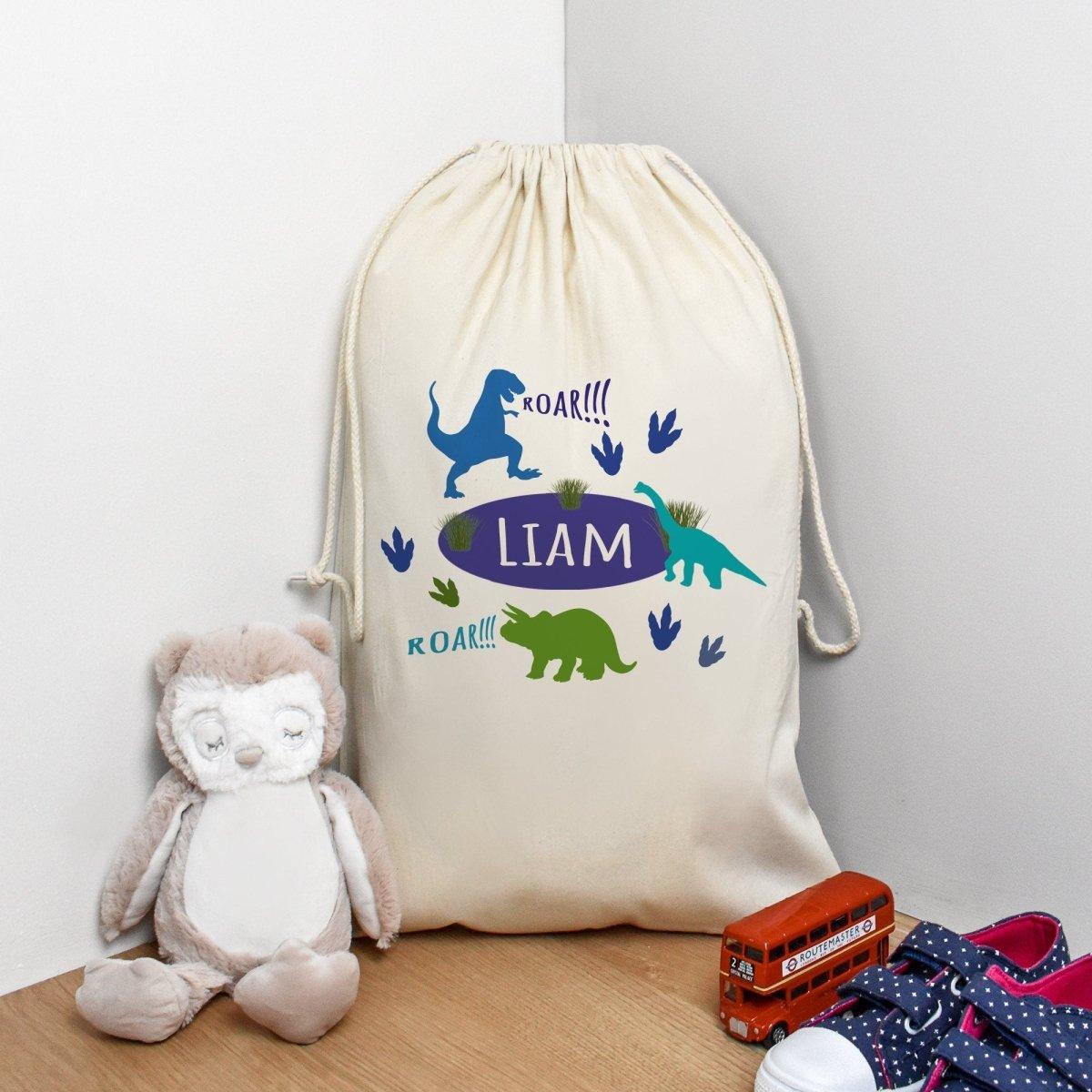 Personalised Dinosaur Toy Sack, Personalised Toy Bag, Large Toy Sack, Child's Storage Bag, Boys Toy Storage, Child's Toy, Dinosaur Bedroom - Amy Lucy