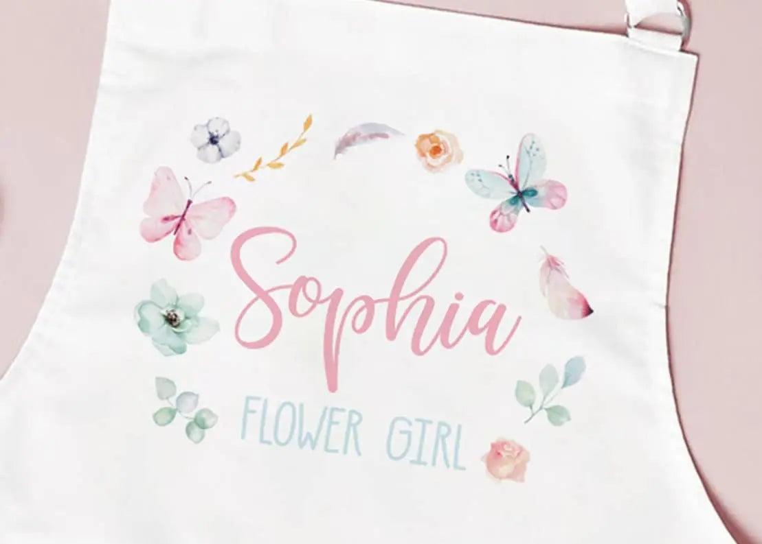 Personalised Flower Girl Apron, Wedding Flower Girl Apron, Flower Girl Gifts, Flower Girl Dress Cover Up, Flower Girl Accessories, Wedding - Amy Lucy
